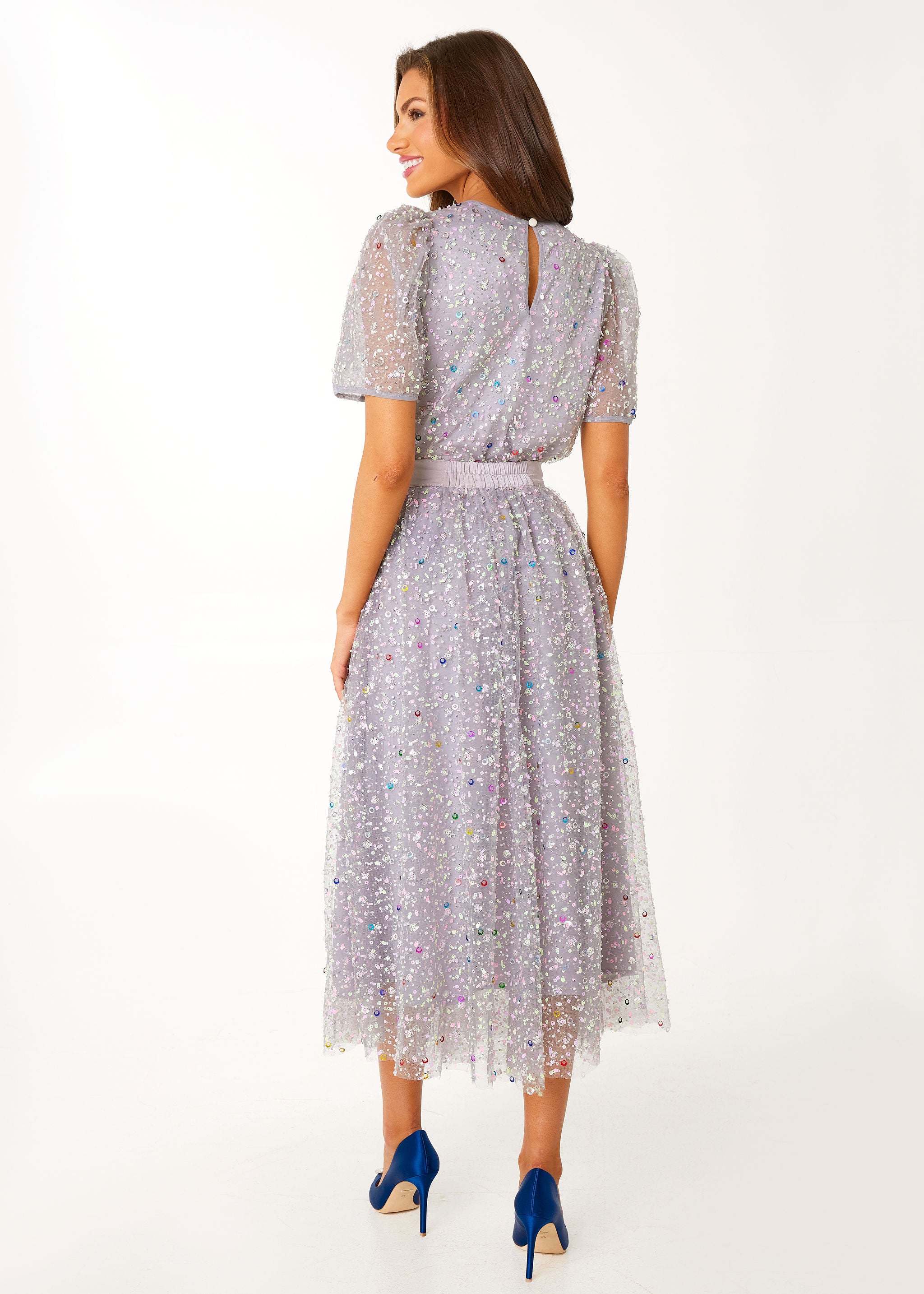 Marty Top Silver Confetti Tulle