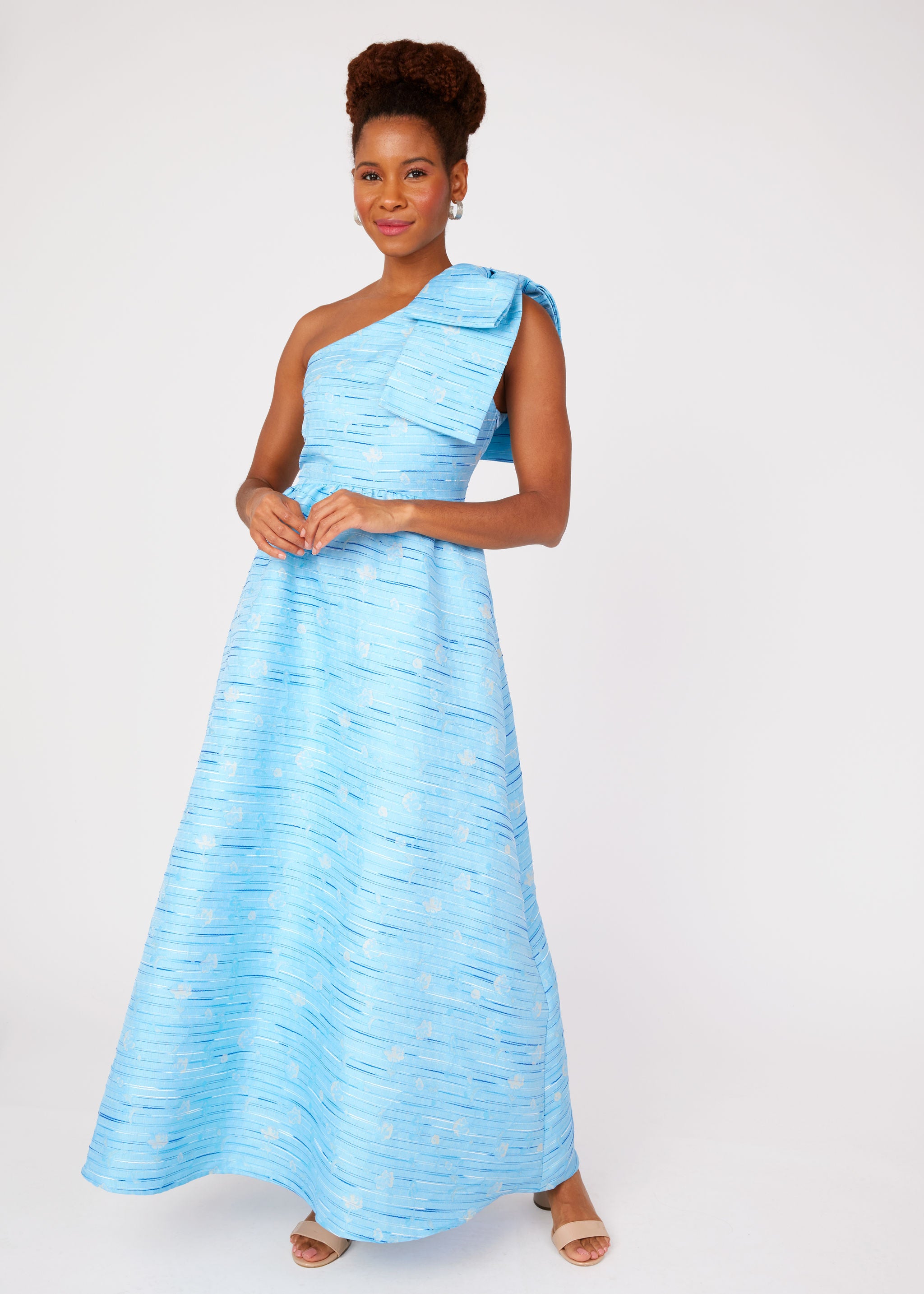 Caroline Gown Blue Textured Dupioni