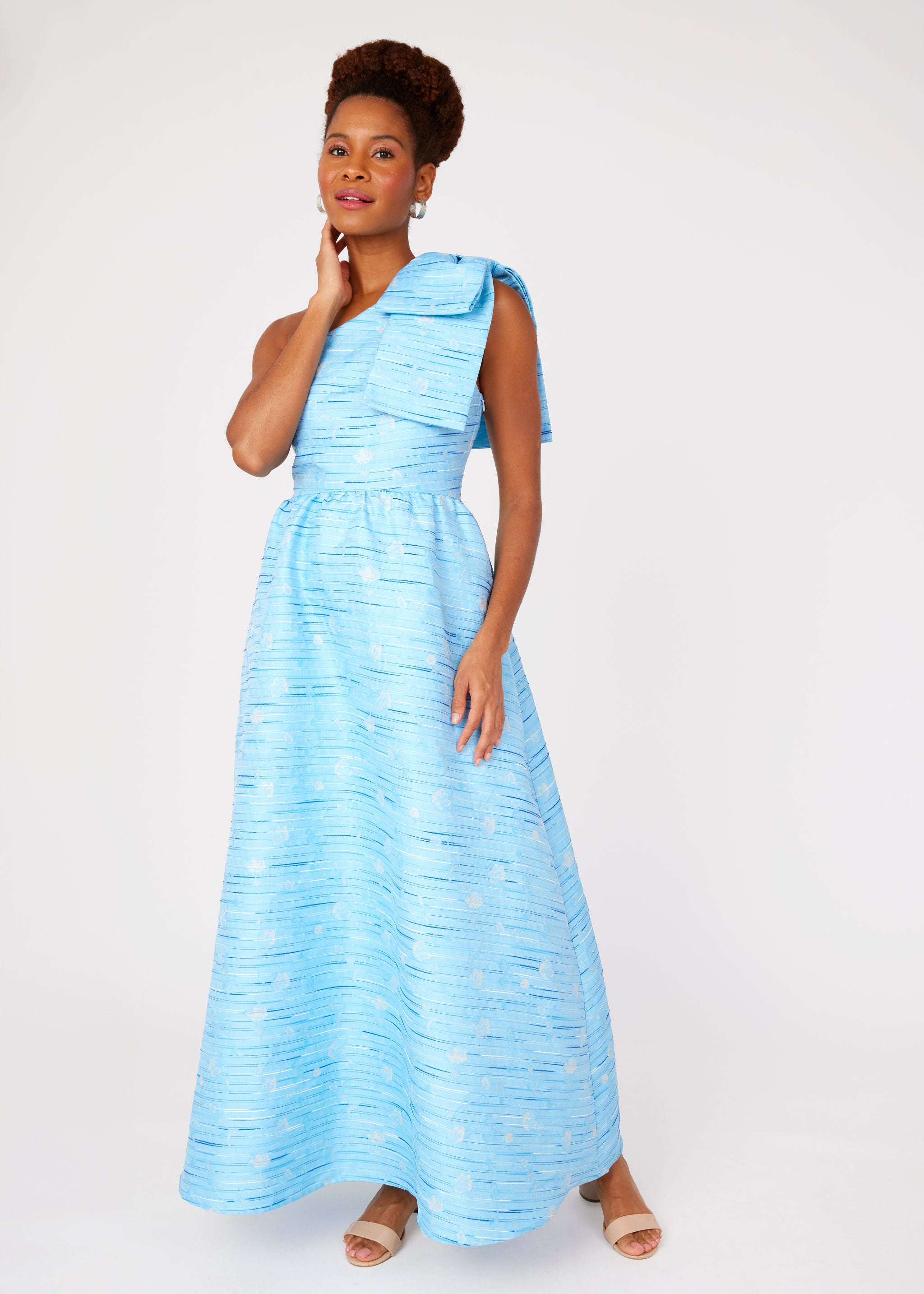 Caroline Gown Blue Textured Dupioni