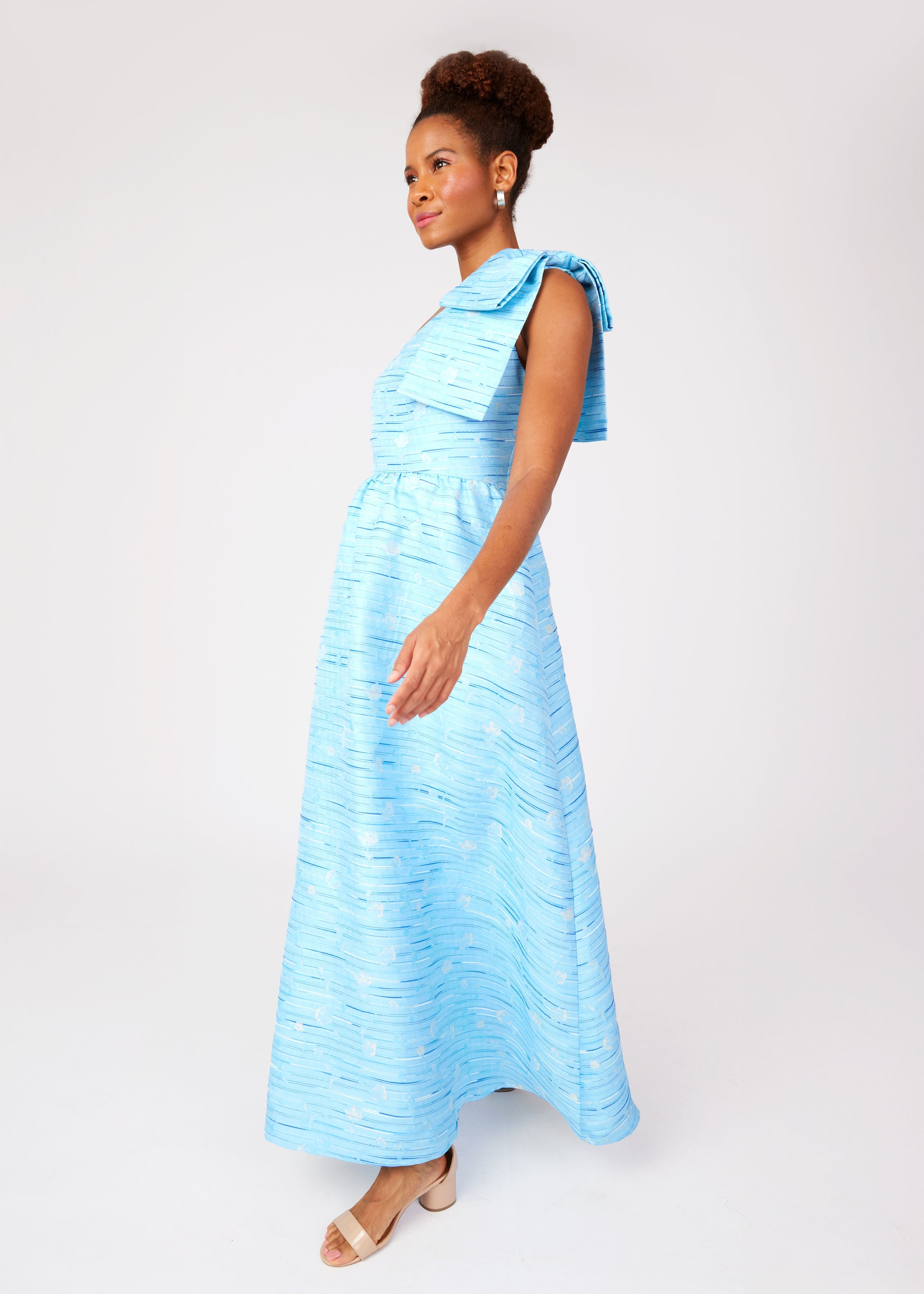 Caroline Gown Blue Textured Dupioni