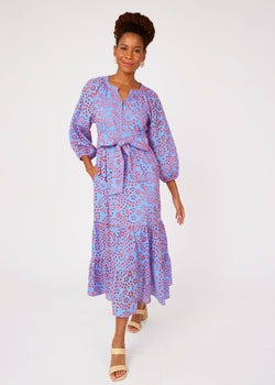 Elise Dress Blue and Pink Jasmine Eyelet