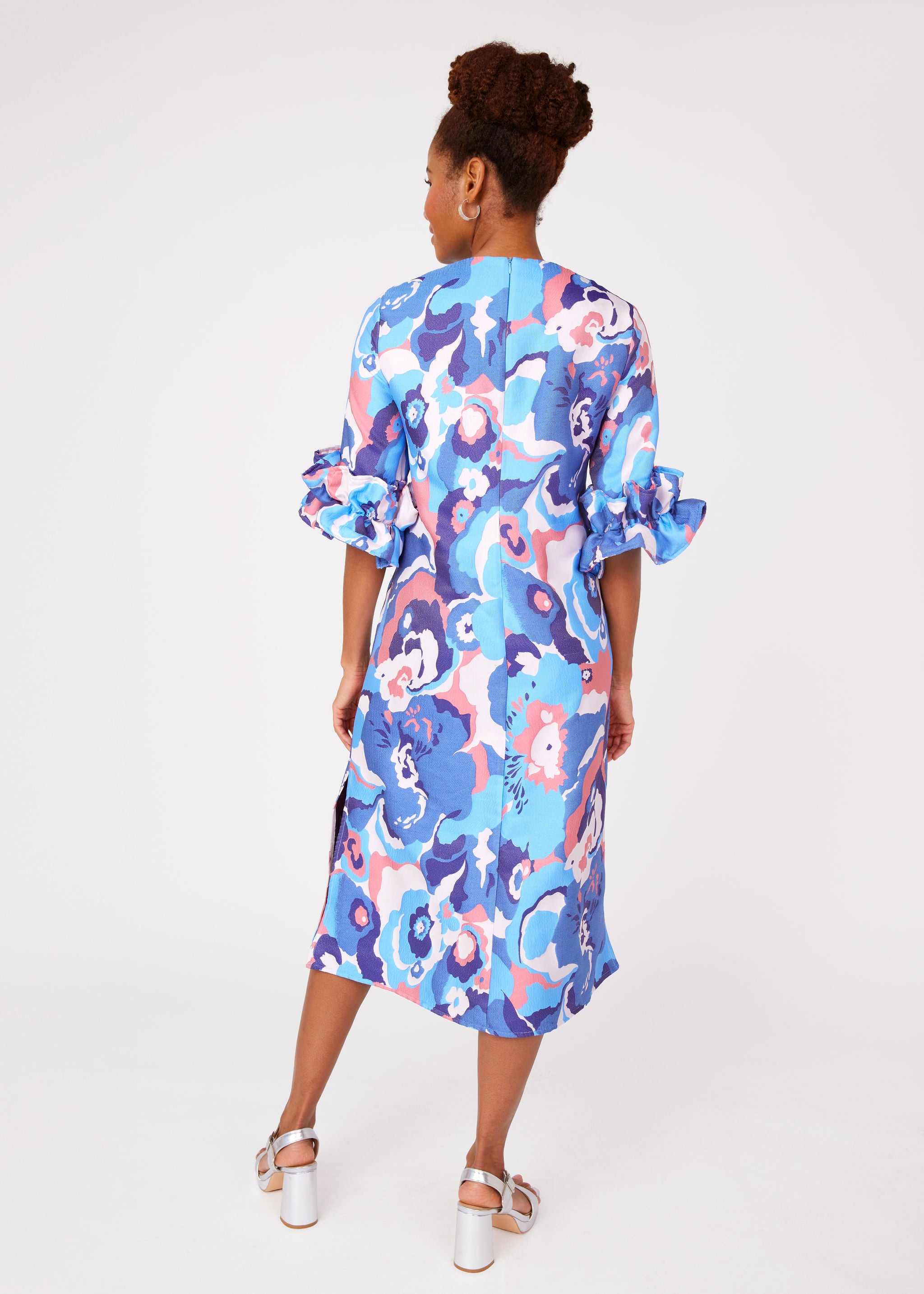Bronwyn Dress Blue Retro Jacquard