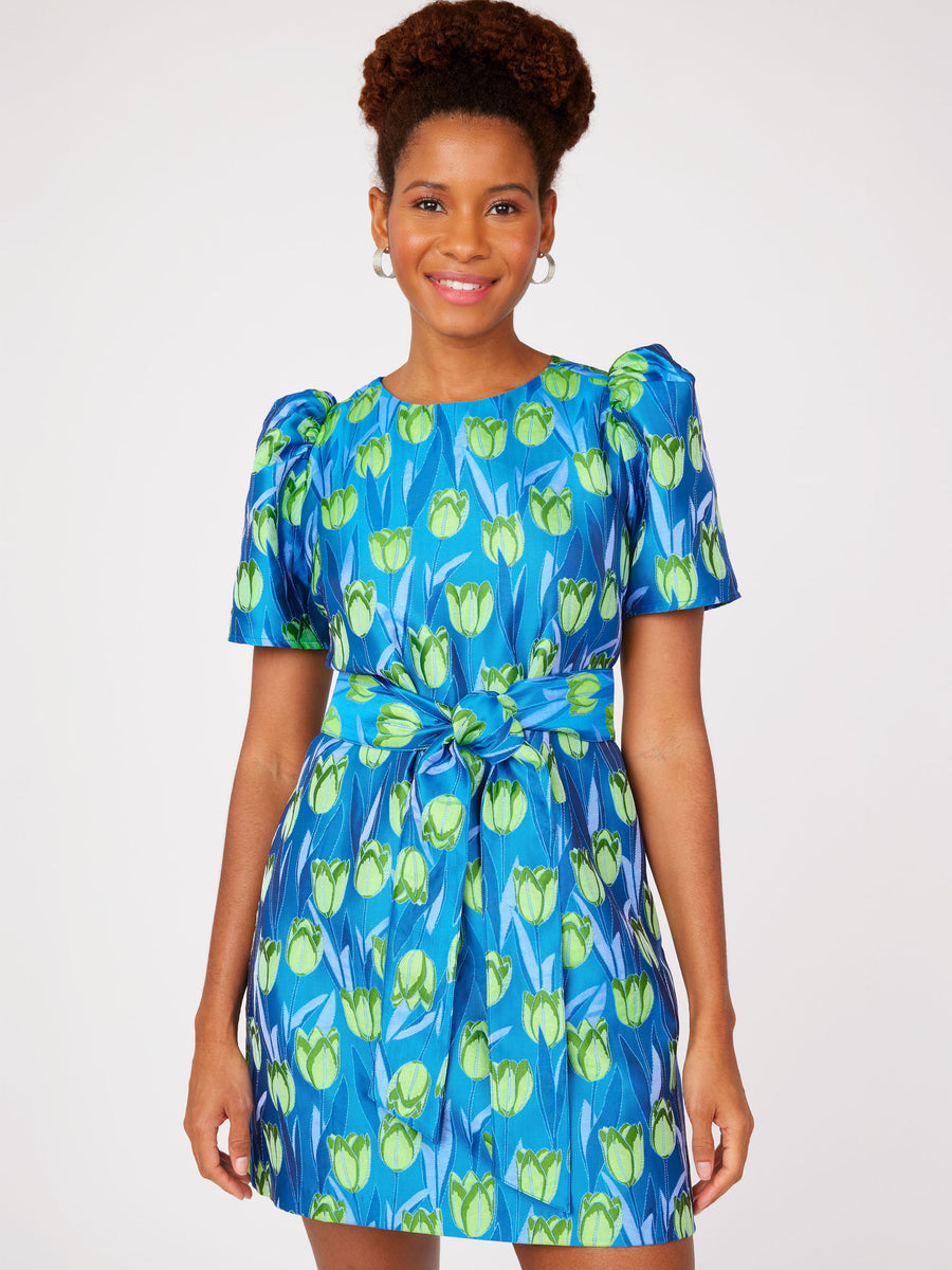 Marty Dress Cobalt Tulip Jacquard