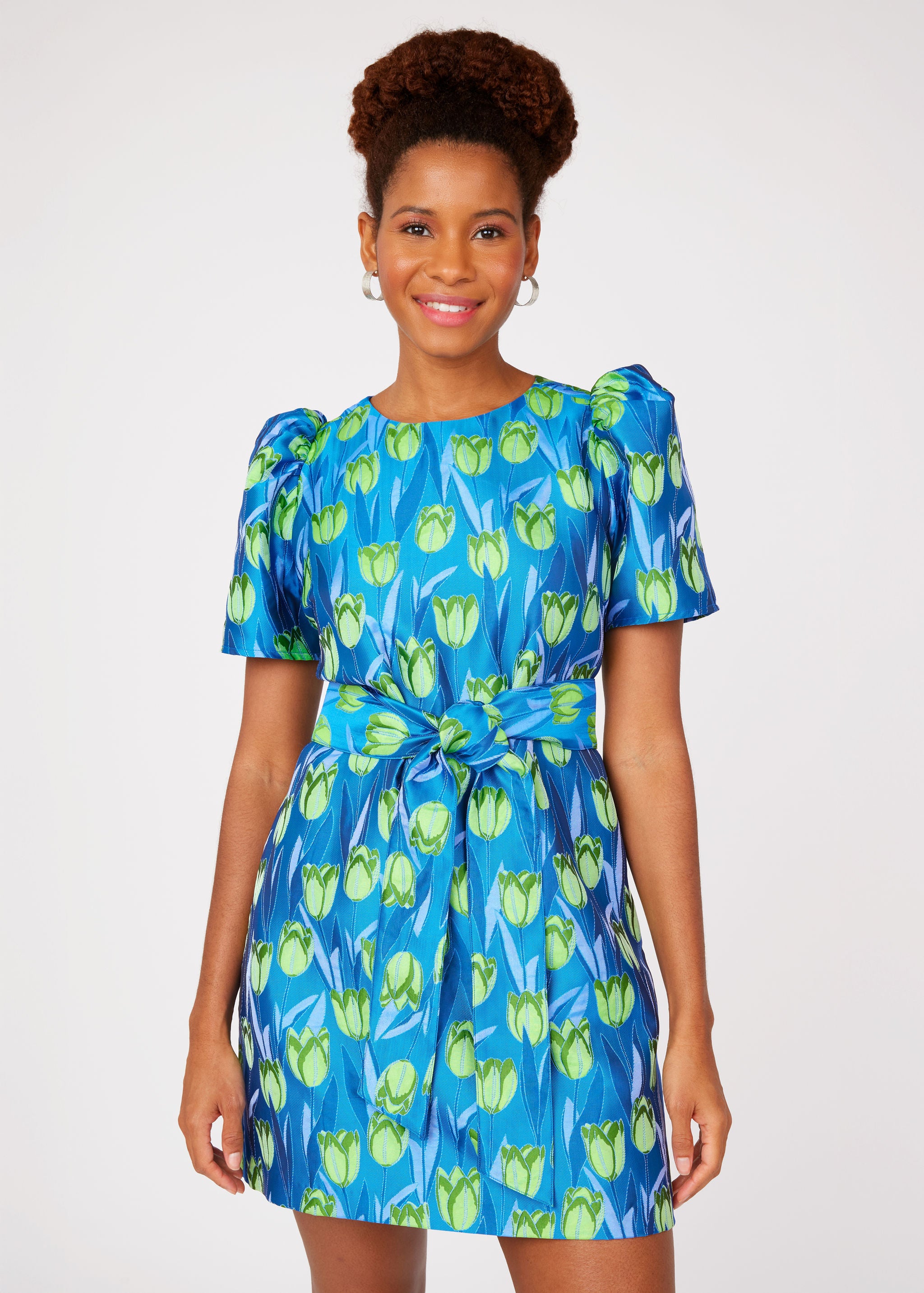 Marty Dress Cobalt Tulip Jacquard