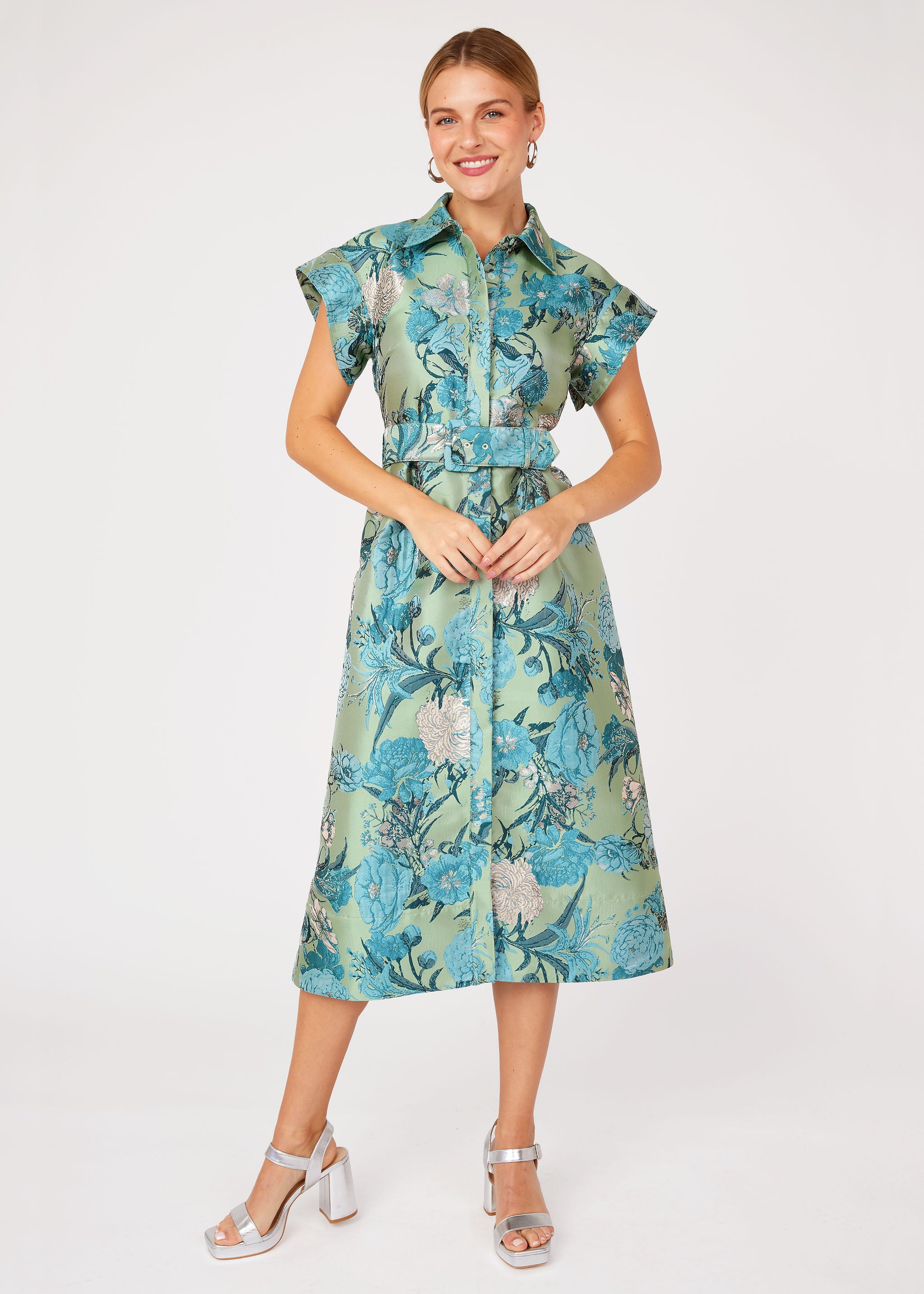 Harper Dress Sage Mum Jacquard
