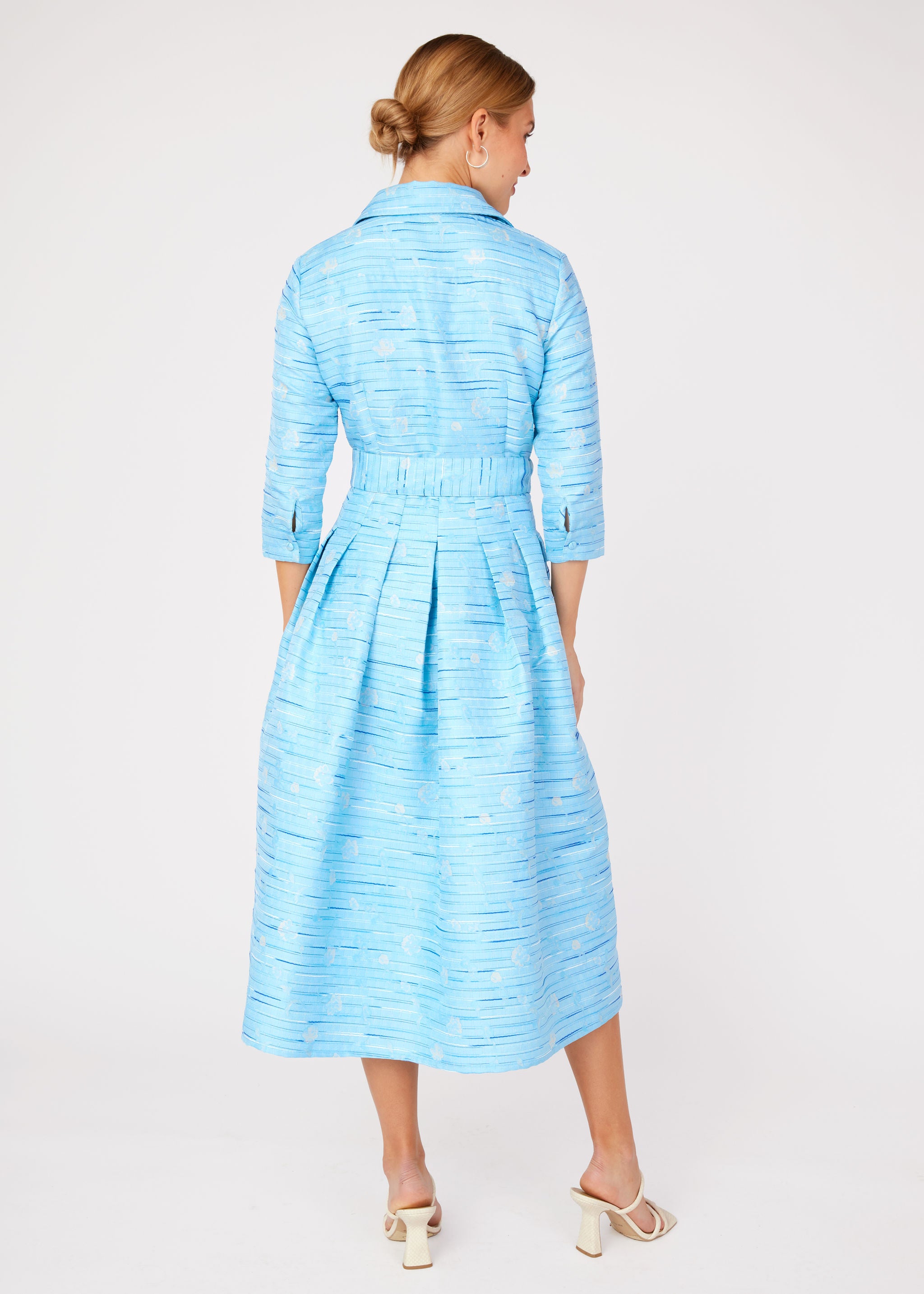 Cecilia Midi Dress Blue Textured Dupioni