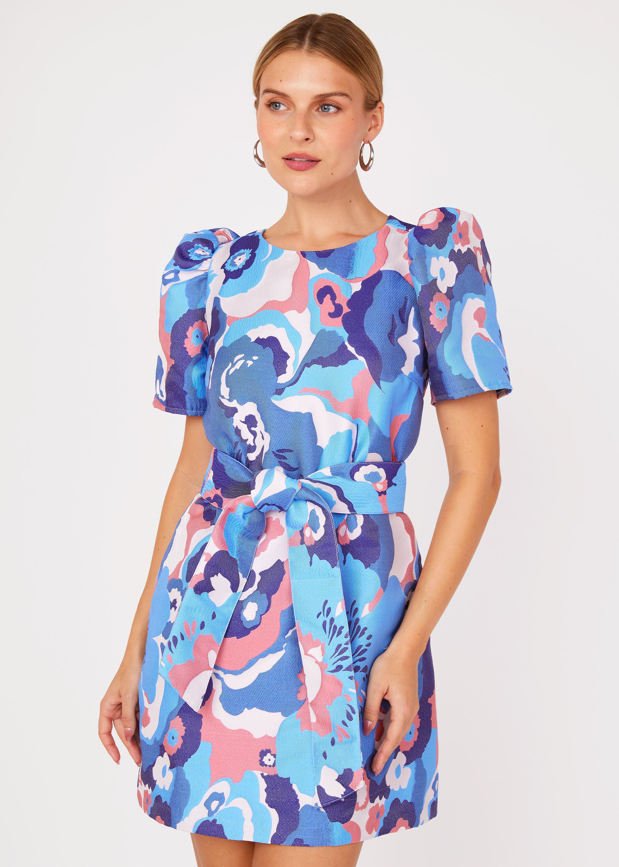 Marty Dress Blue Retro Jacquard