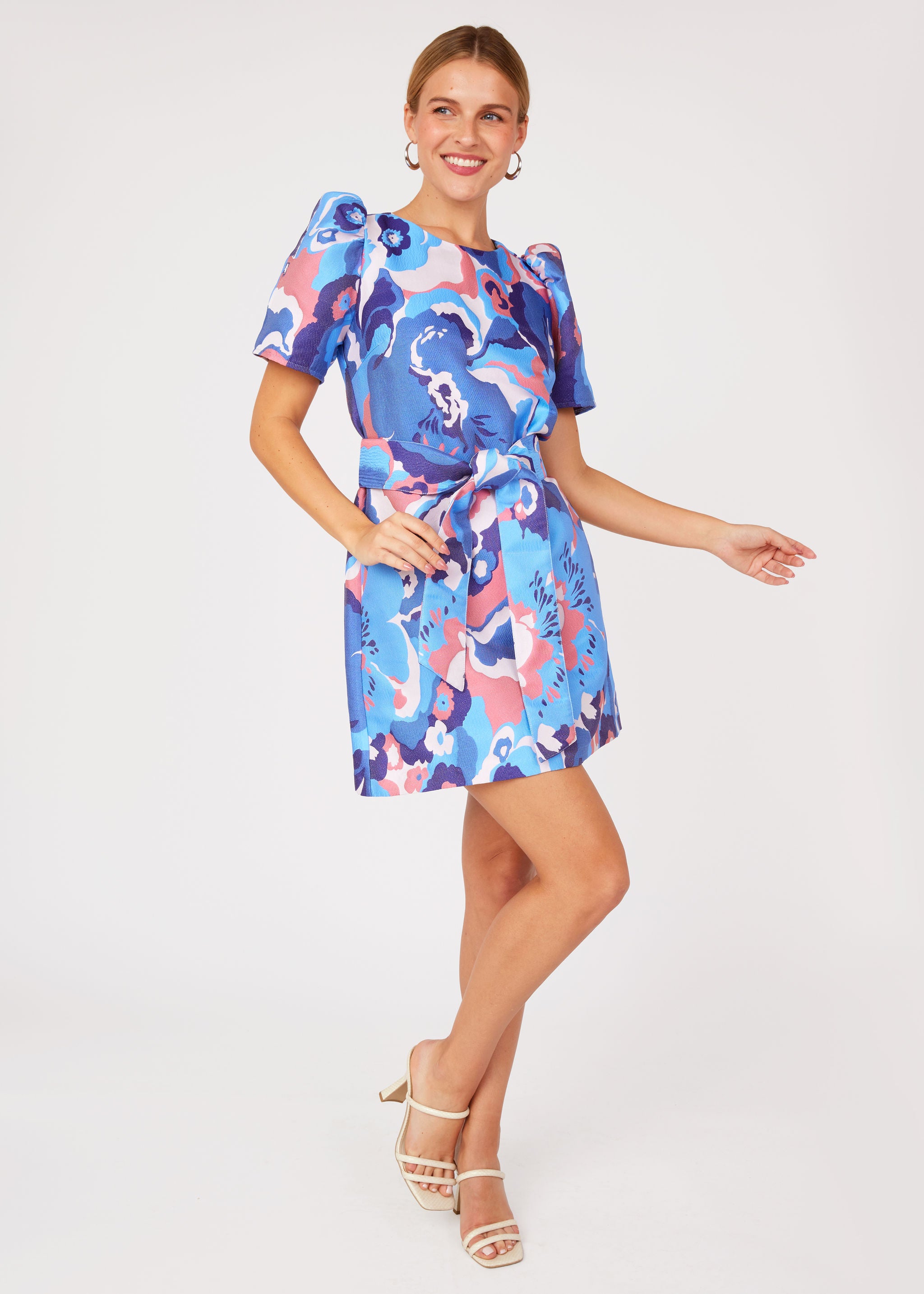Marty Dress Blue Retro Jacquard