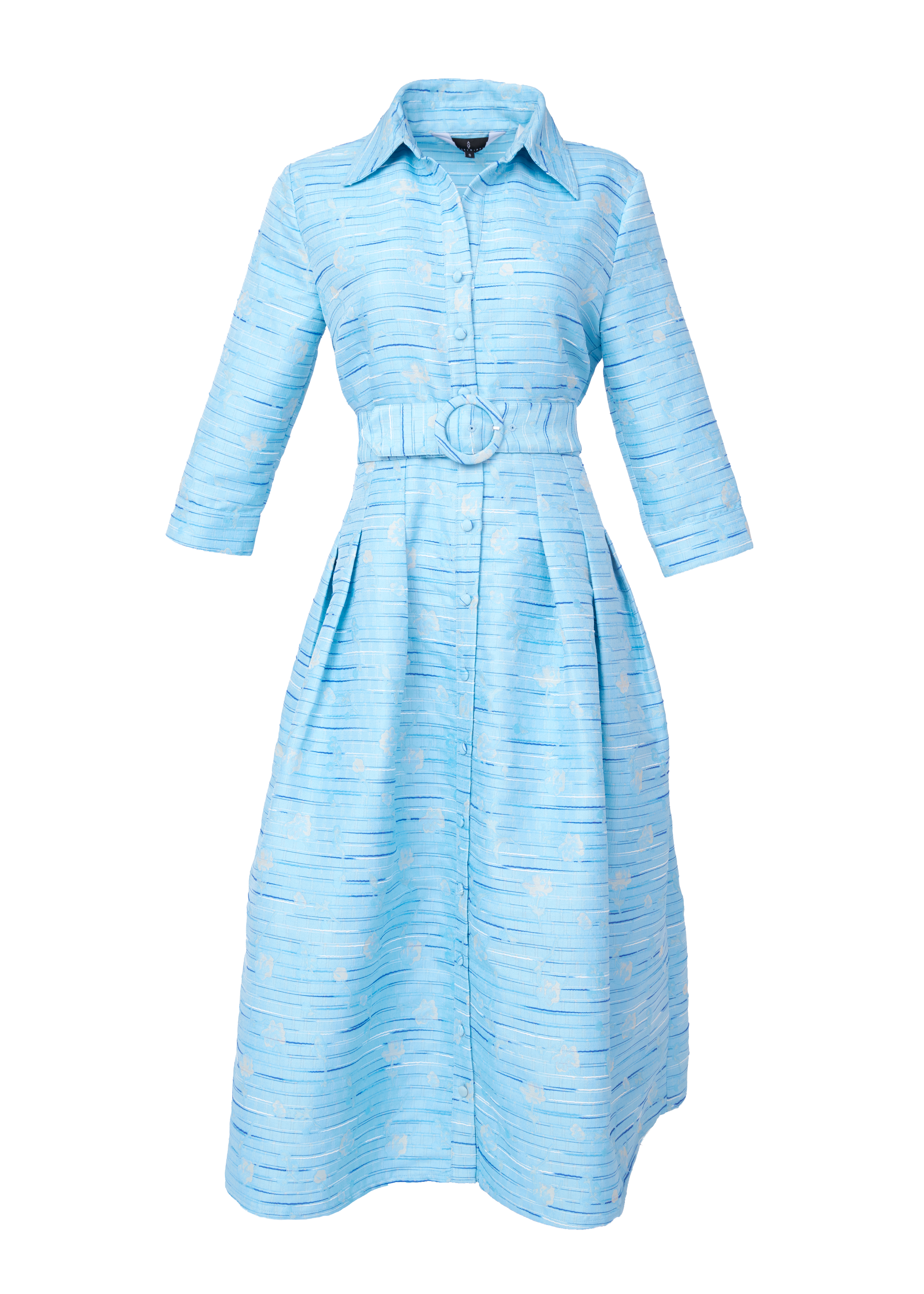 Cecilia Midi Dress Blue Textured Dupioni