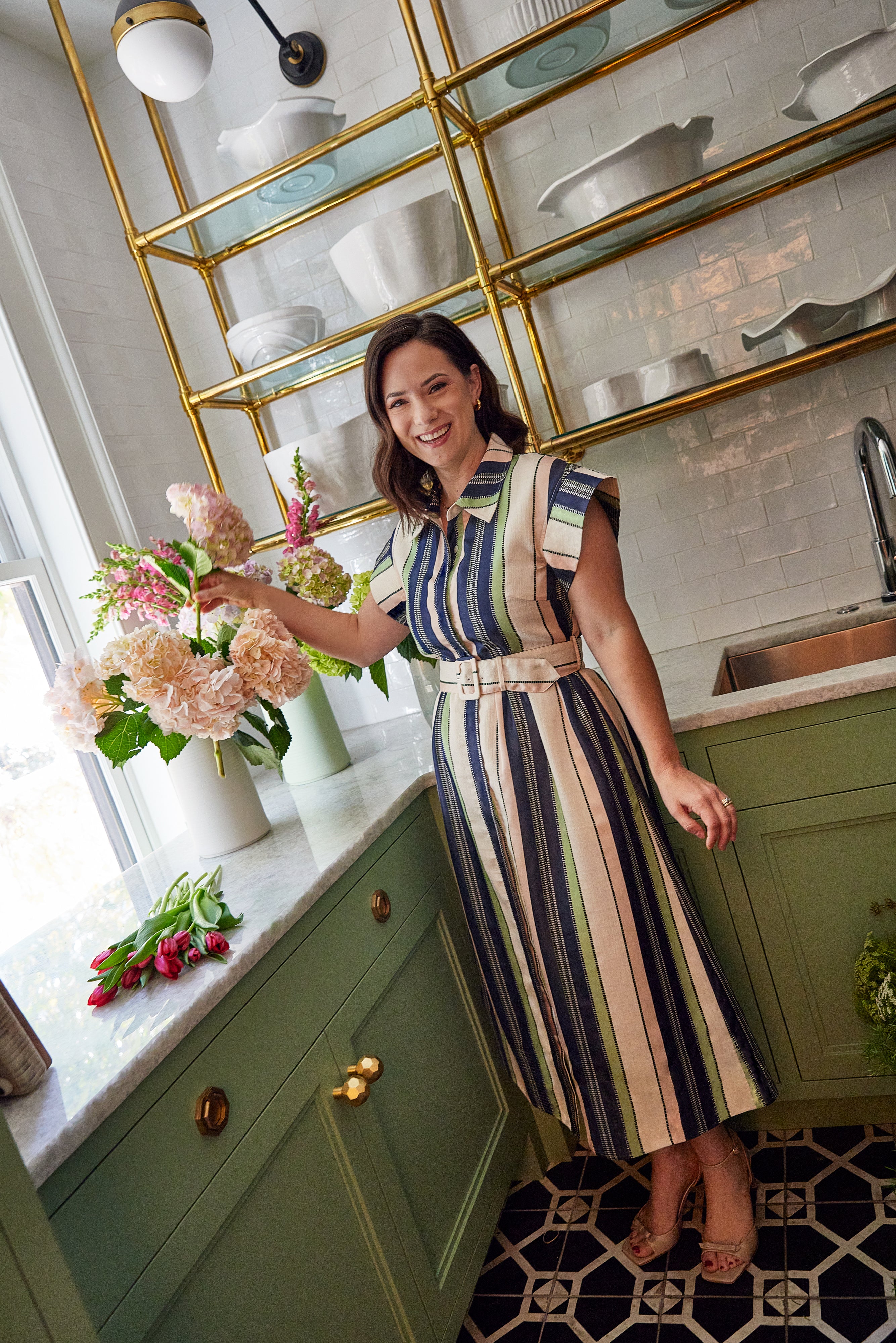 Harper Dress Navy Coastal Stripe Jacquard