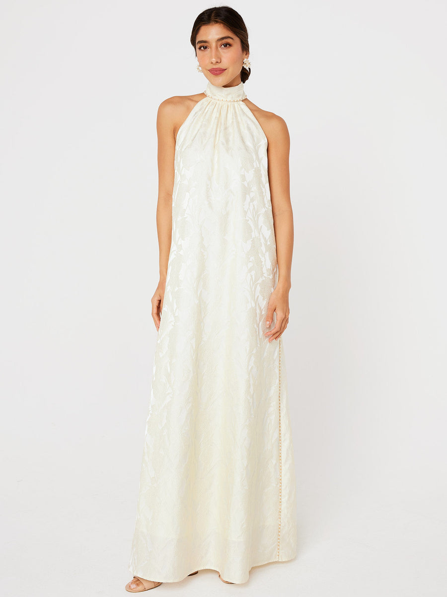 Rory Gown Ivory Garden Embossed Satin