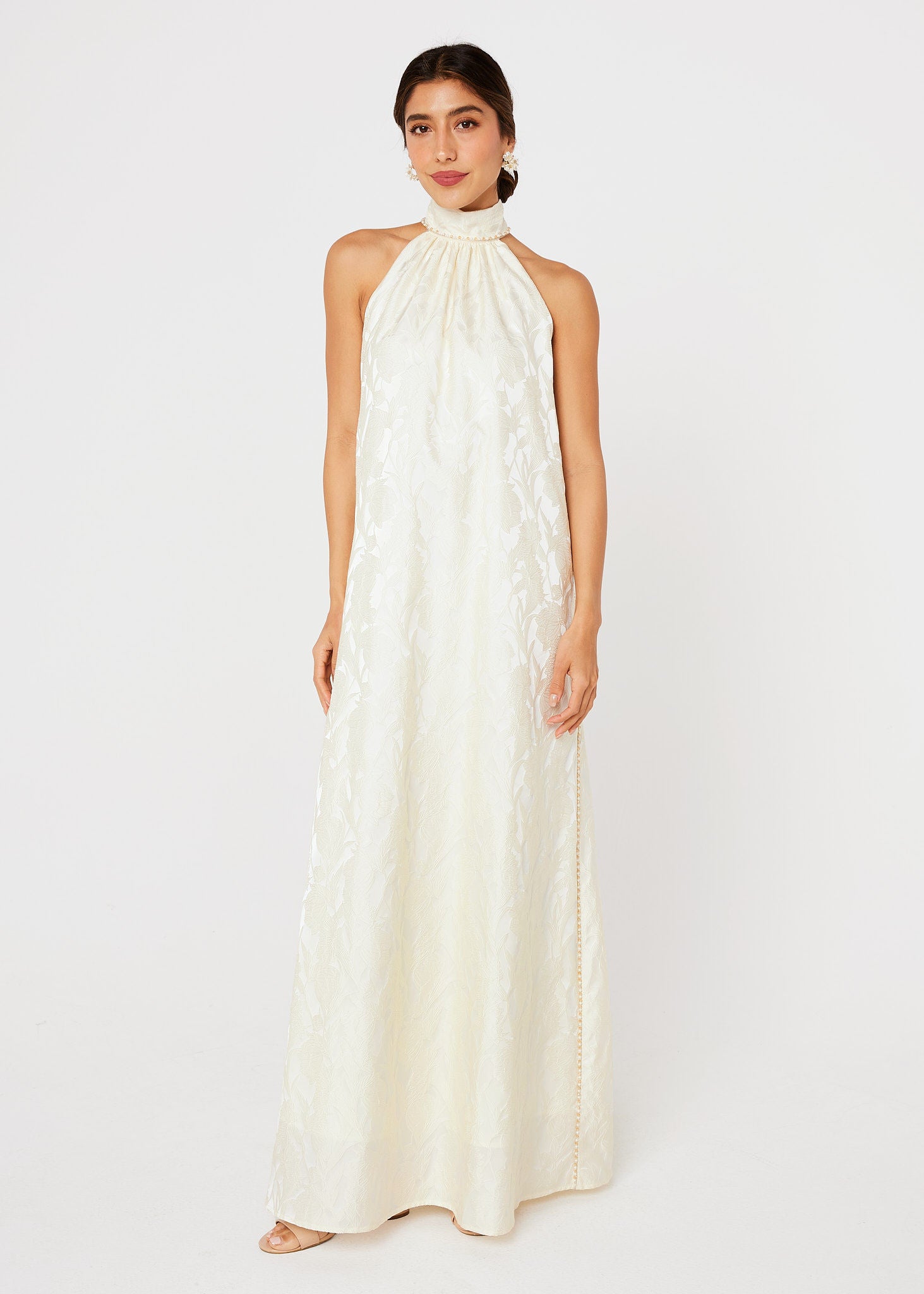 Rory Gown Ivory Garden Embossed Satin