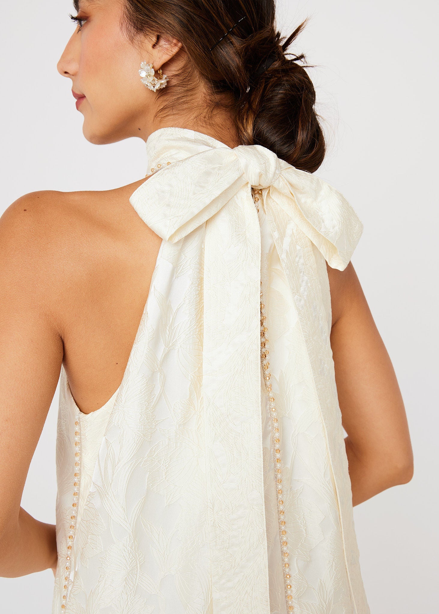 Rory Gown Ivory Garden Embossed Satin