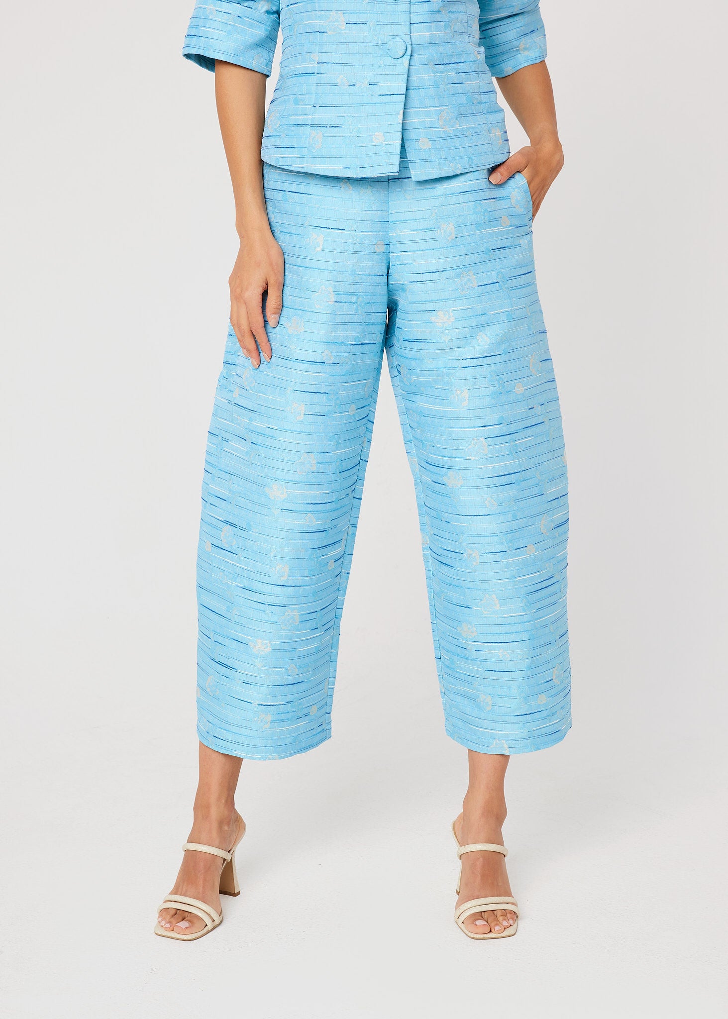 Taylor Pant Blue Textured Dupioni