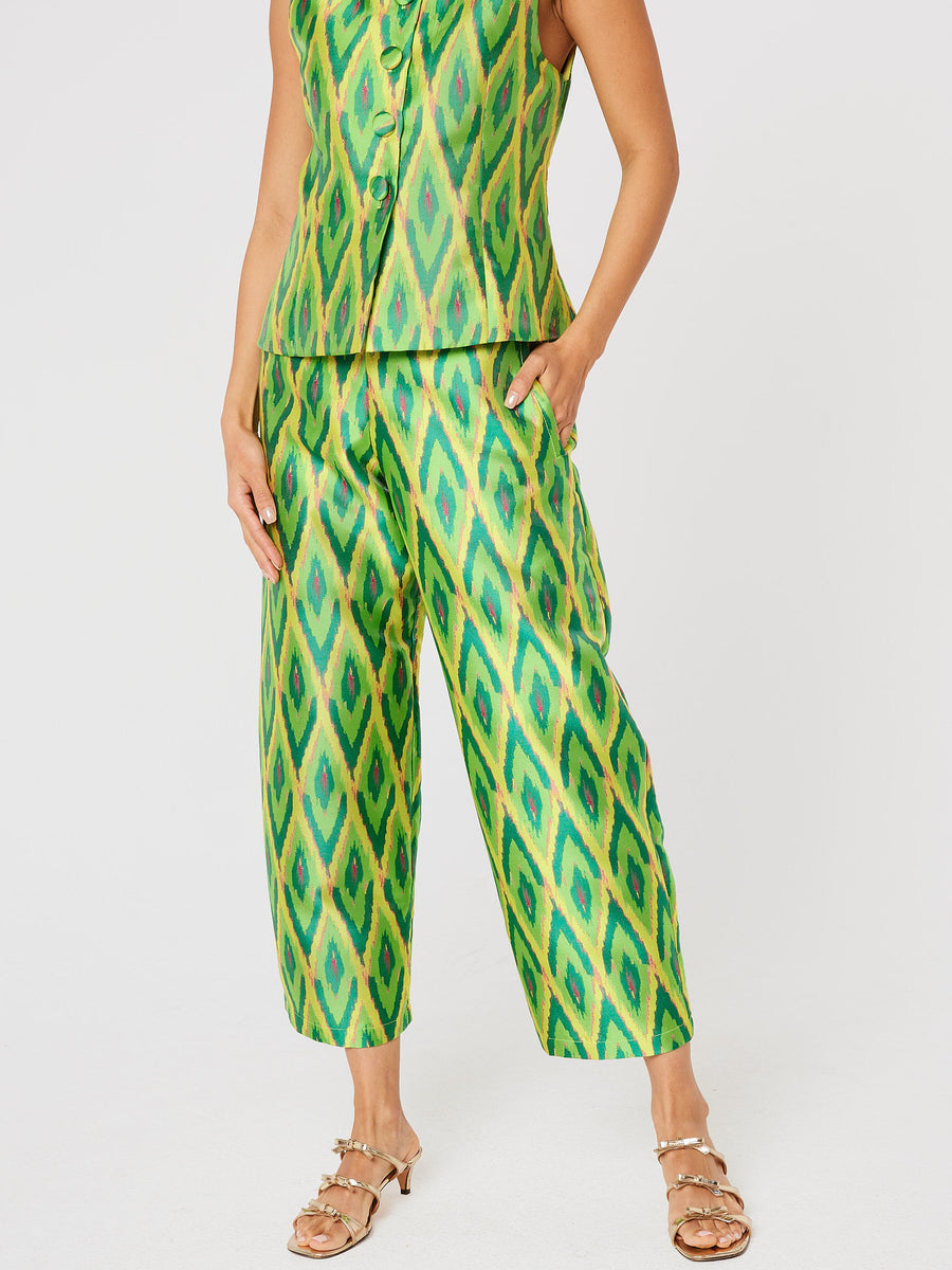 Taylor Pant Lime Ikat Jacquard