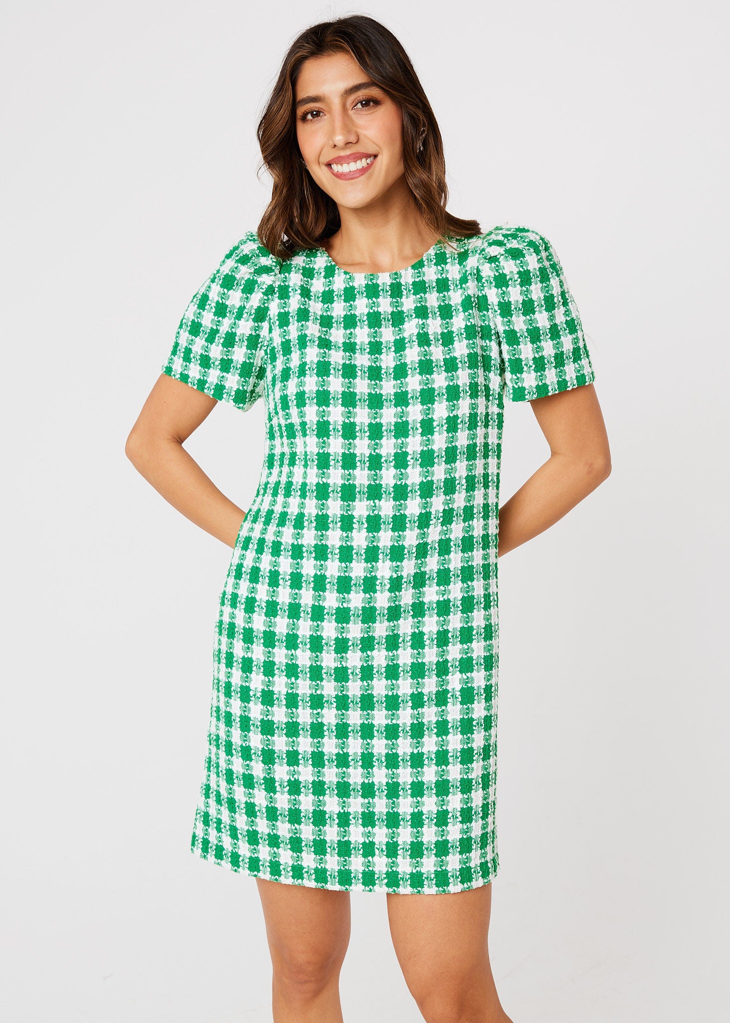 Marty Dress Augusta Green Check Tweed