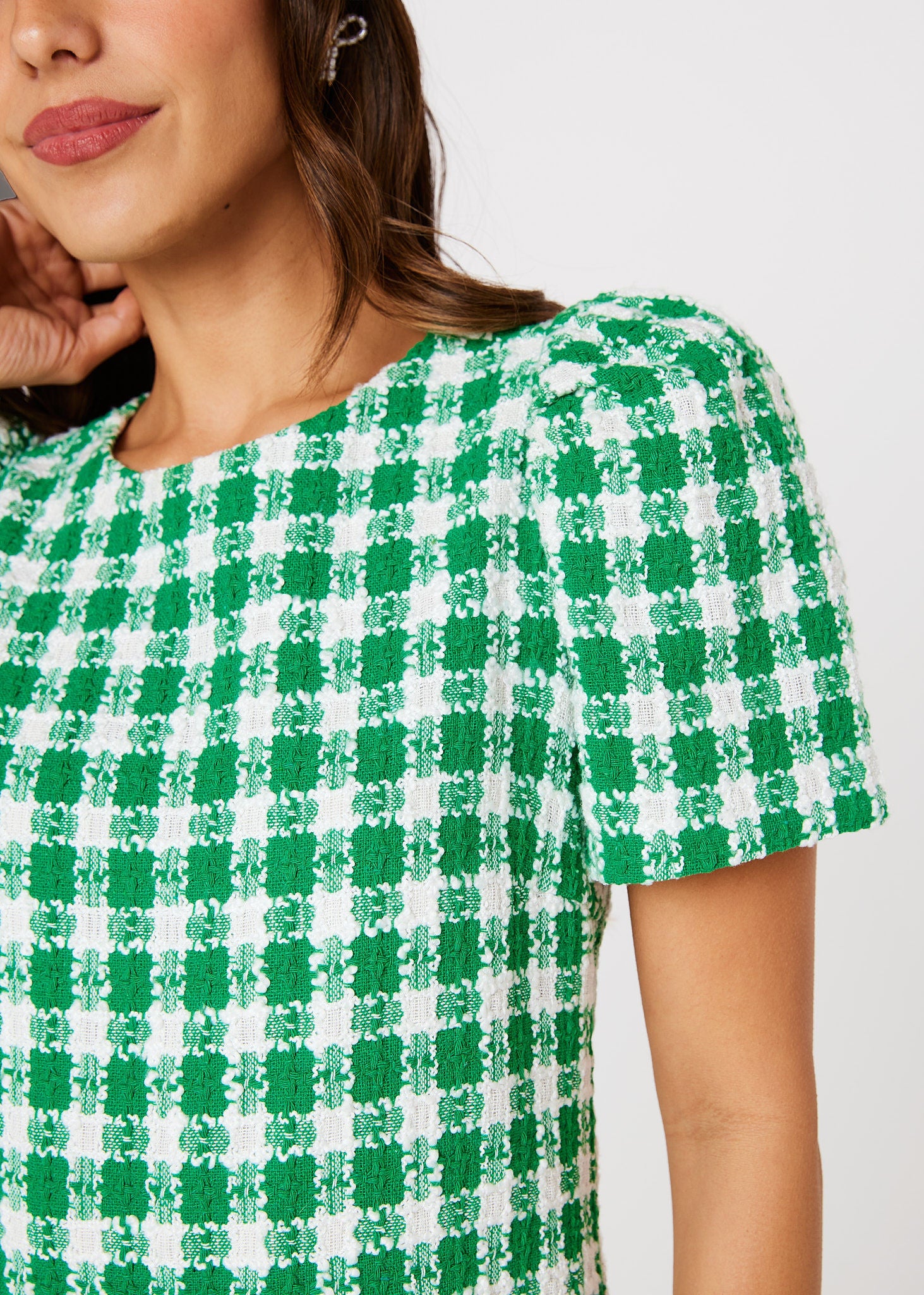 Marty Dress Augusta Green Check Tweed