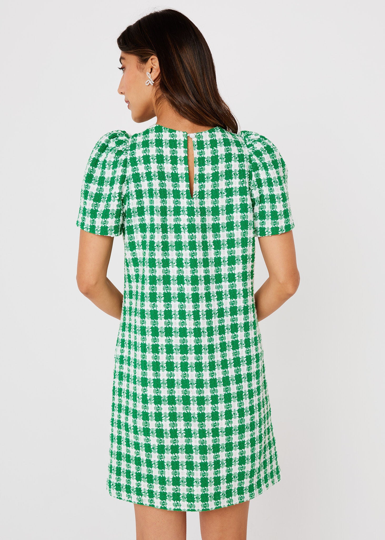 Marty Dress Augusta Green Check Tweed