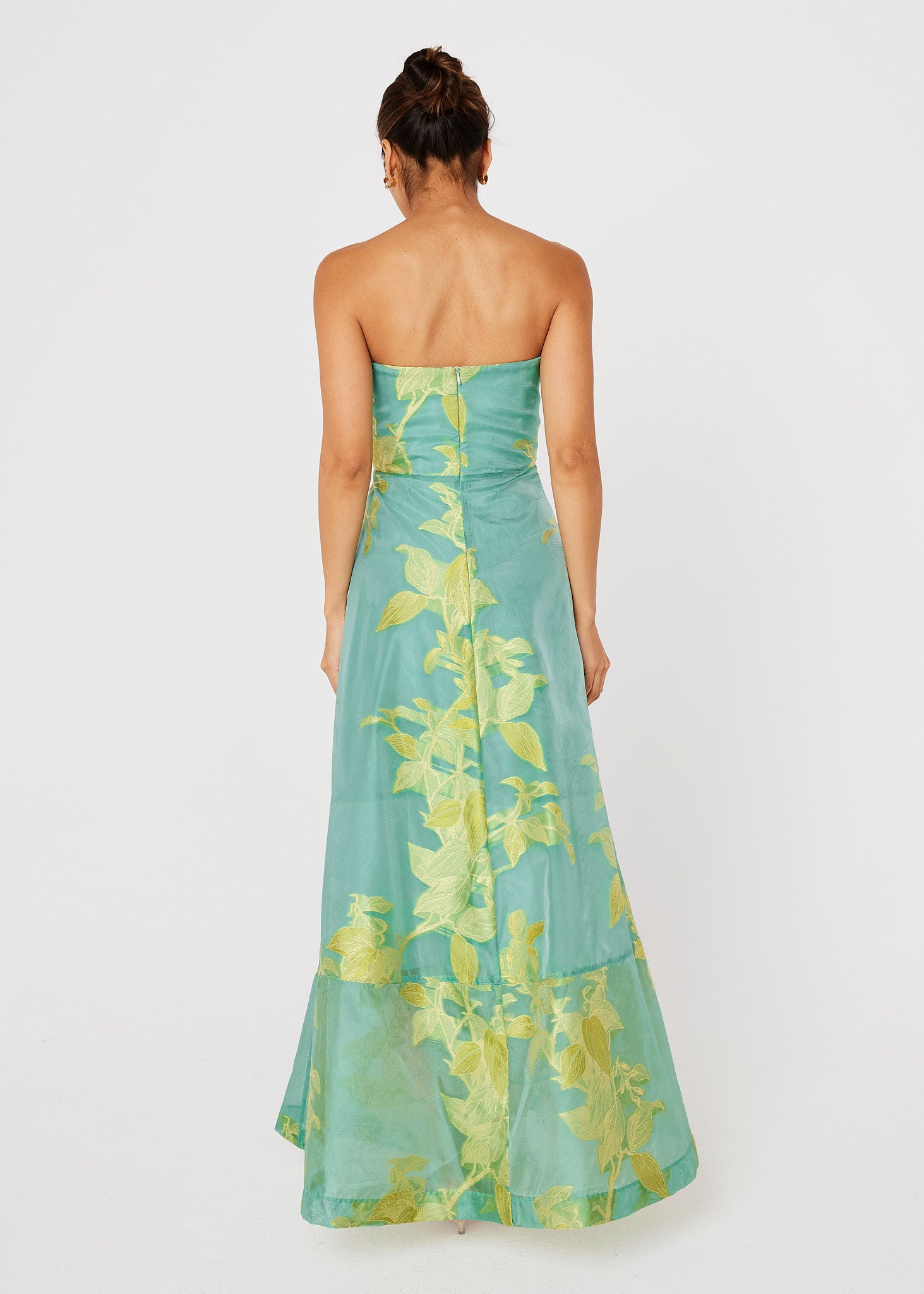 Catherine Gown Teal Leaf Organza