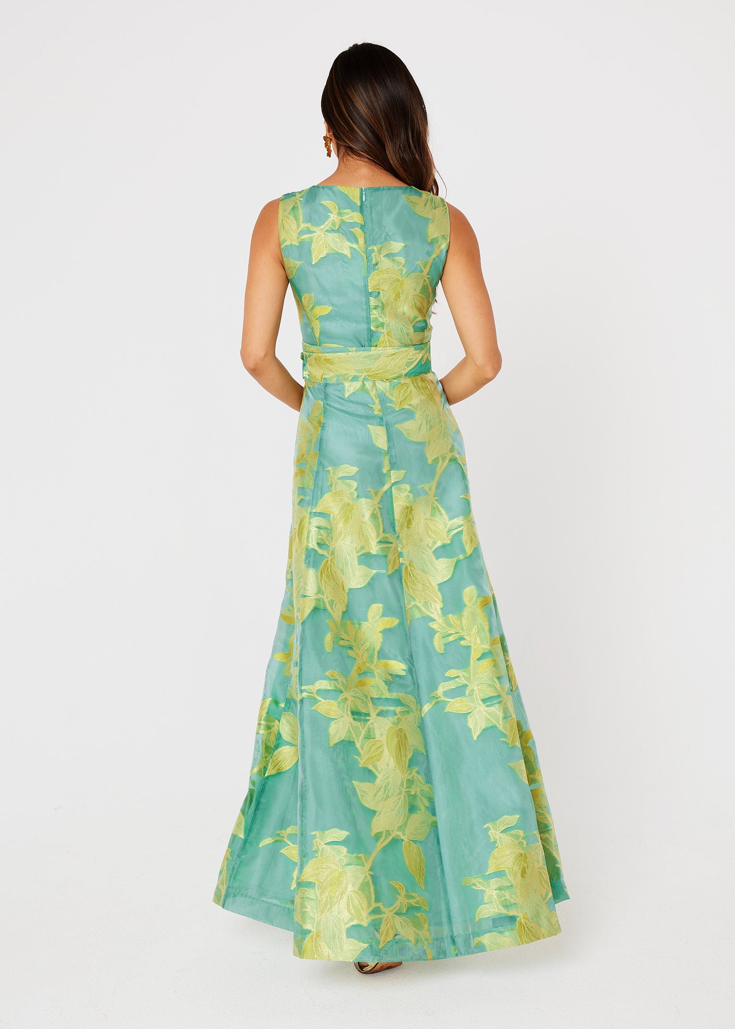 Arden Gown Teal Leaf Organza