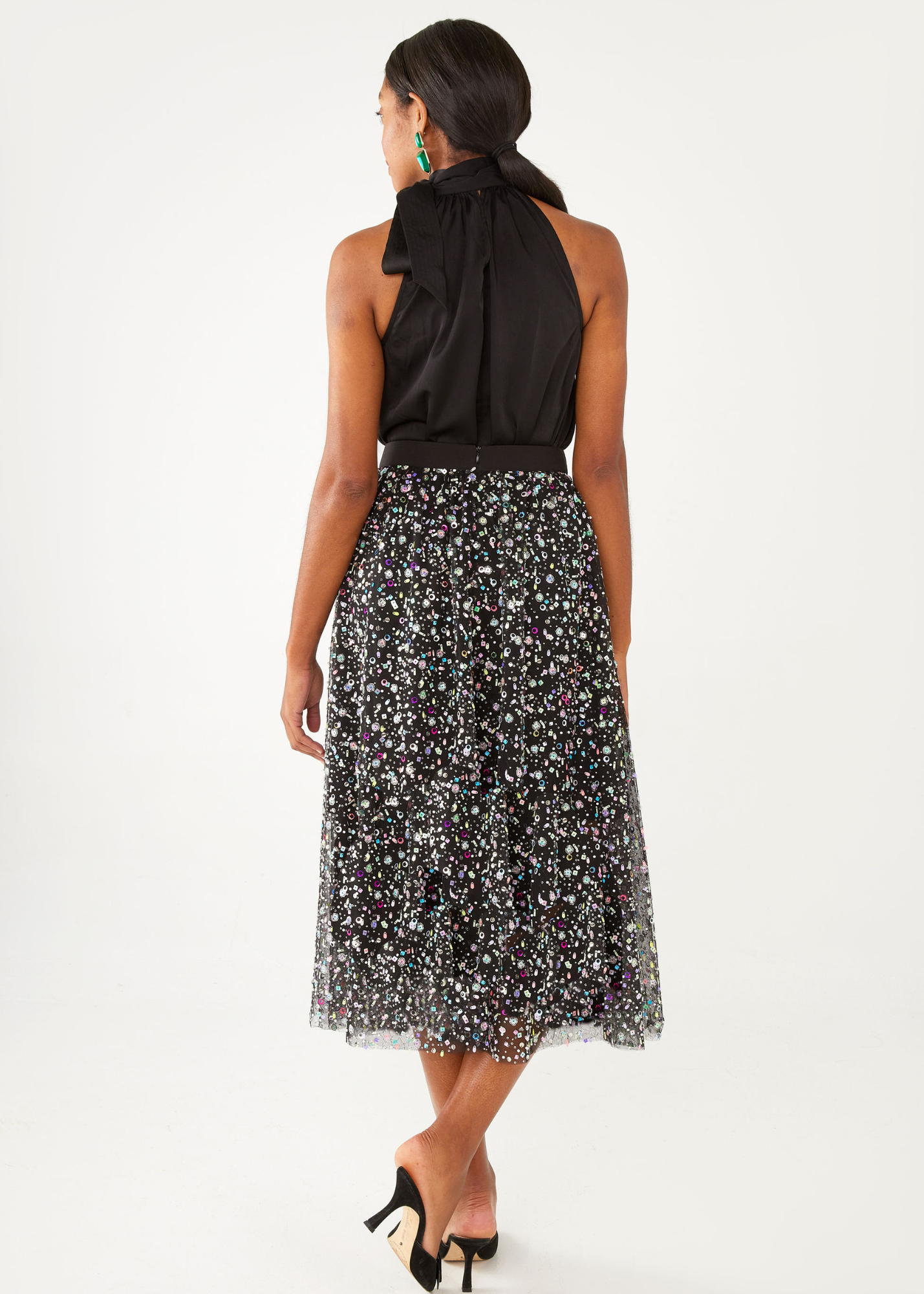 Eden Skirt Black Multi Beaded Tulle