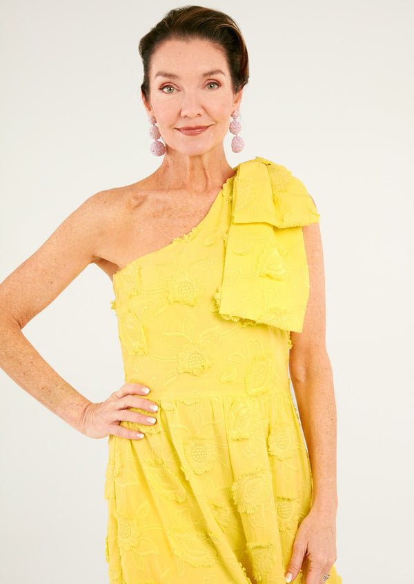 Caroline Gown Hot Yellow 3-D Floral Cotton