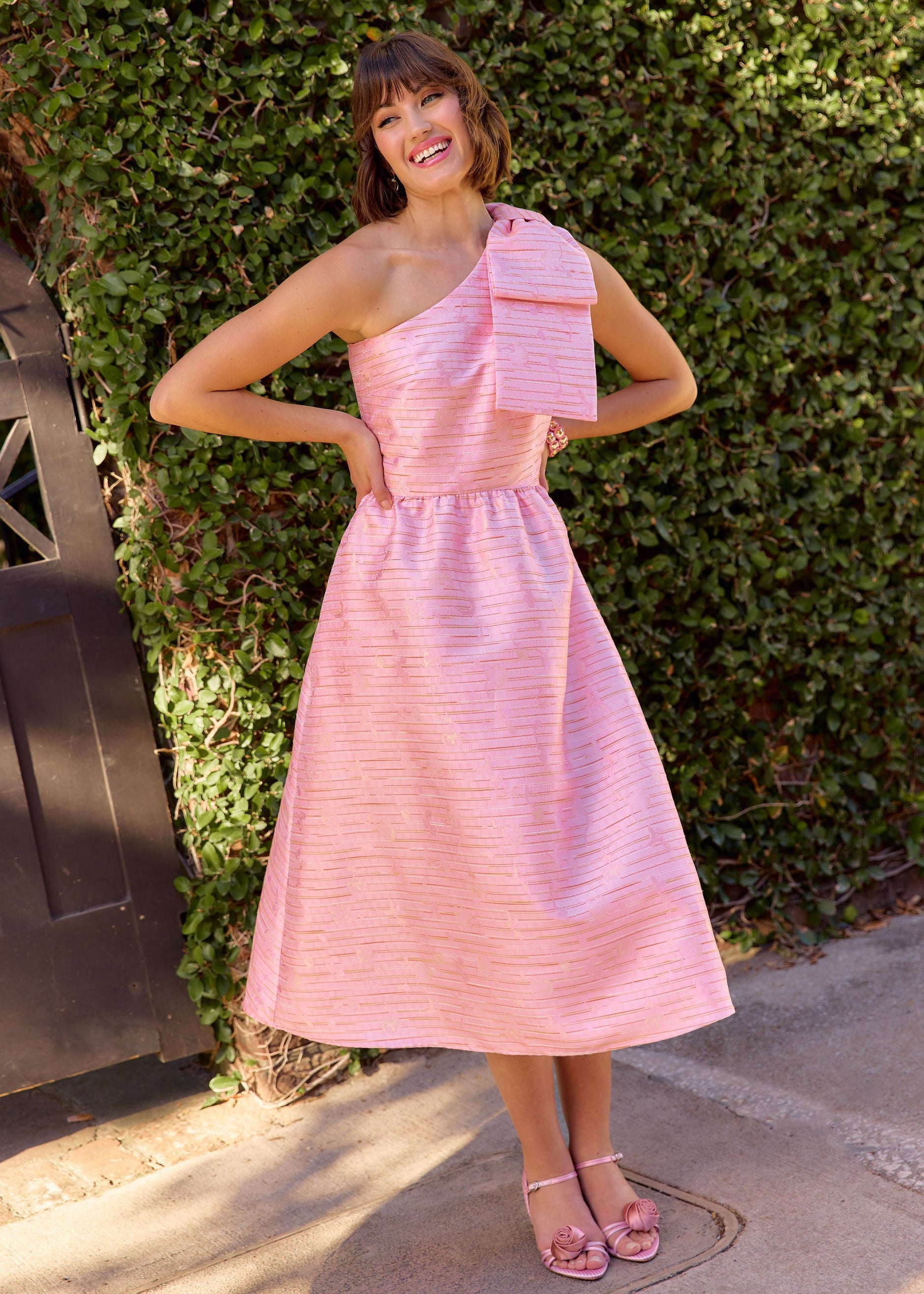 Caroline Dress Pink Textured Dupioni