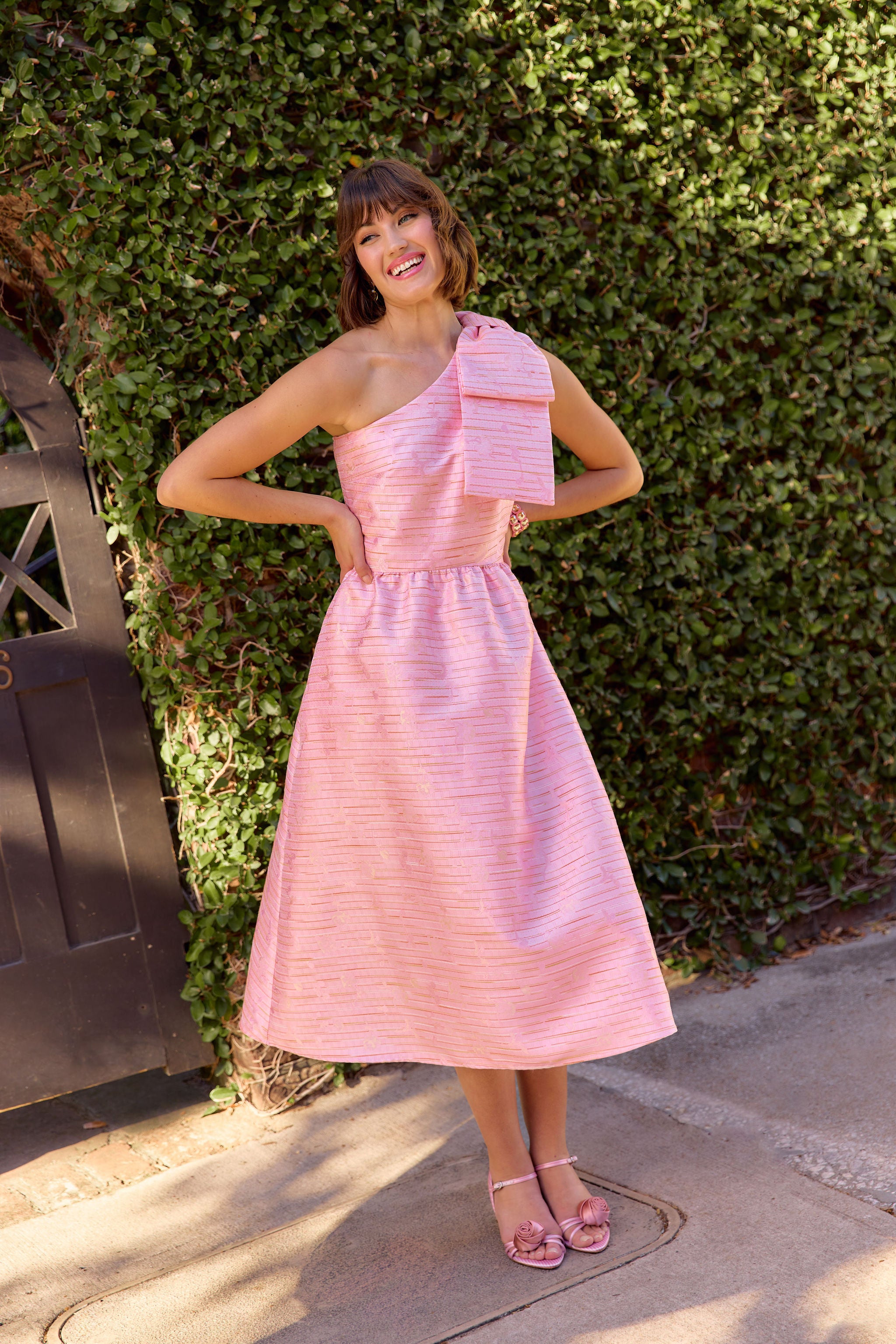 Caroline Dress Pink Textured Dupioni
