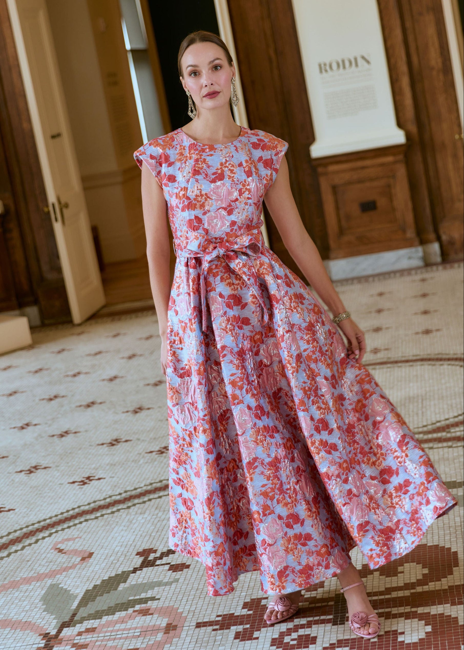 Olivia Gown Coral Garden Jacquard
