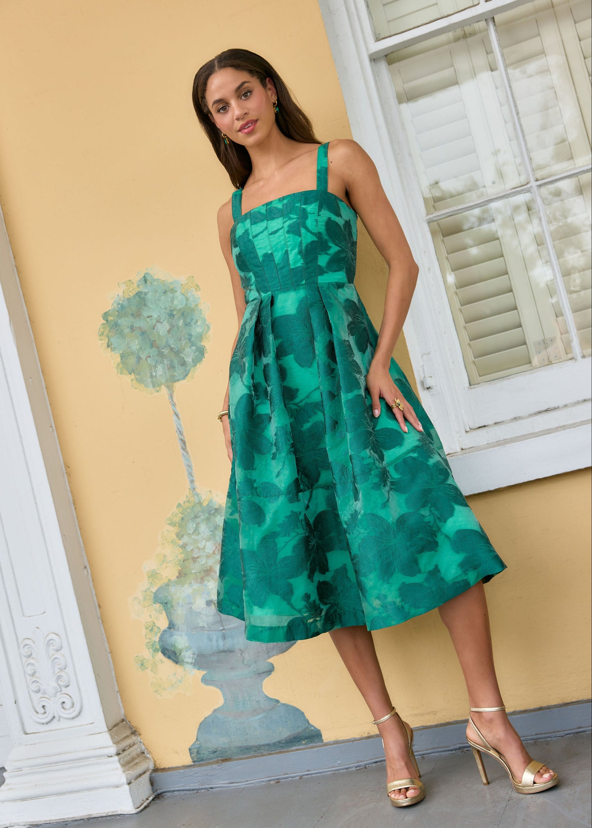 Catherine Dress Emerald Azalea Organza