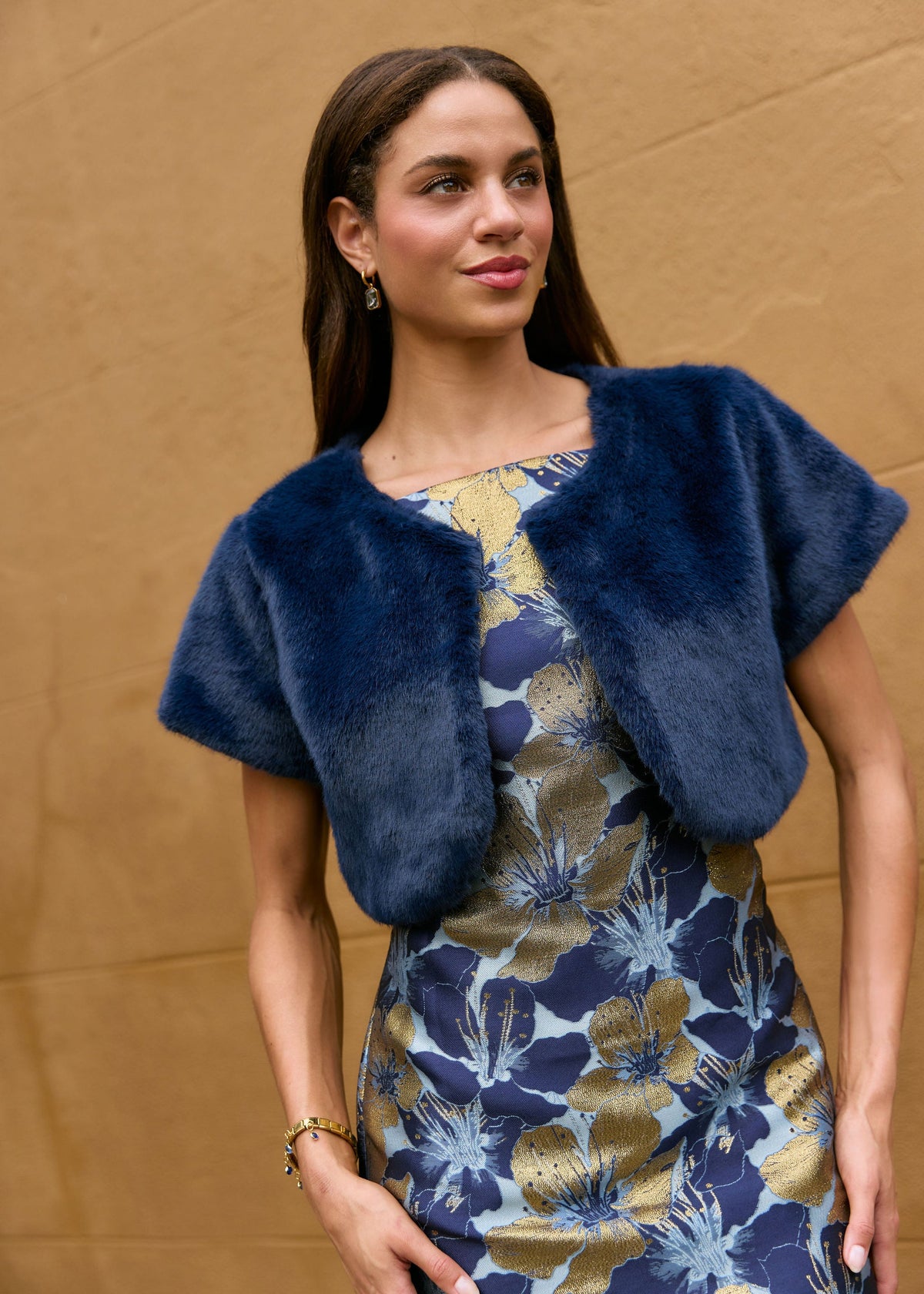 Jane Bolero Navy Faux Fur