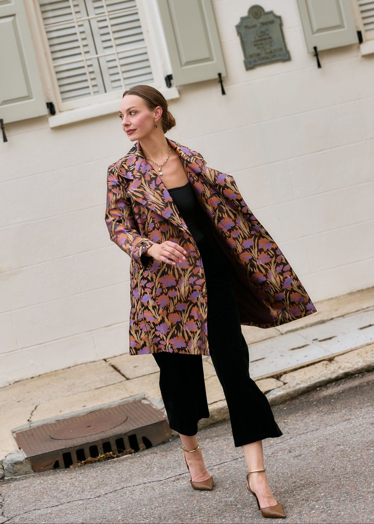 Marisol Coat Safari Silhouette Jacquard