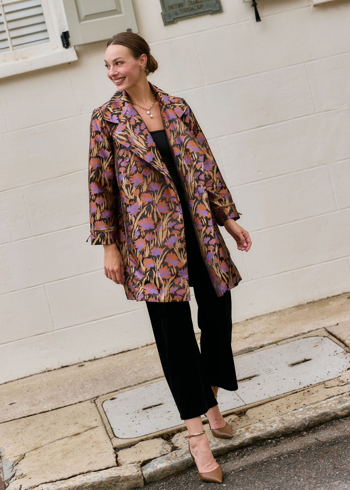 Marisol Coat Safari Silhouette Jacquard