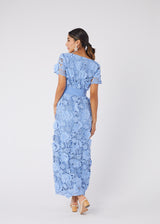Heidi Caftan Gown Cornflower Blue 3-D Lace