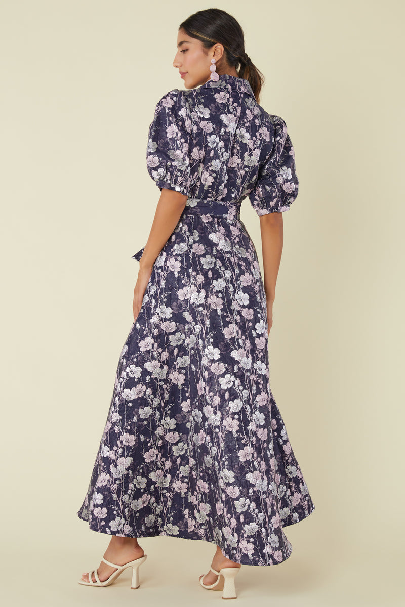 Charlotte Gown Silver Stems Jacquard