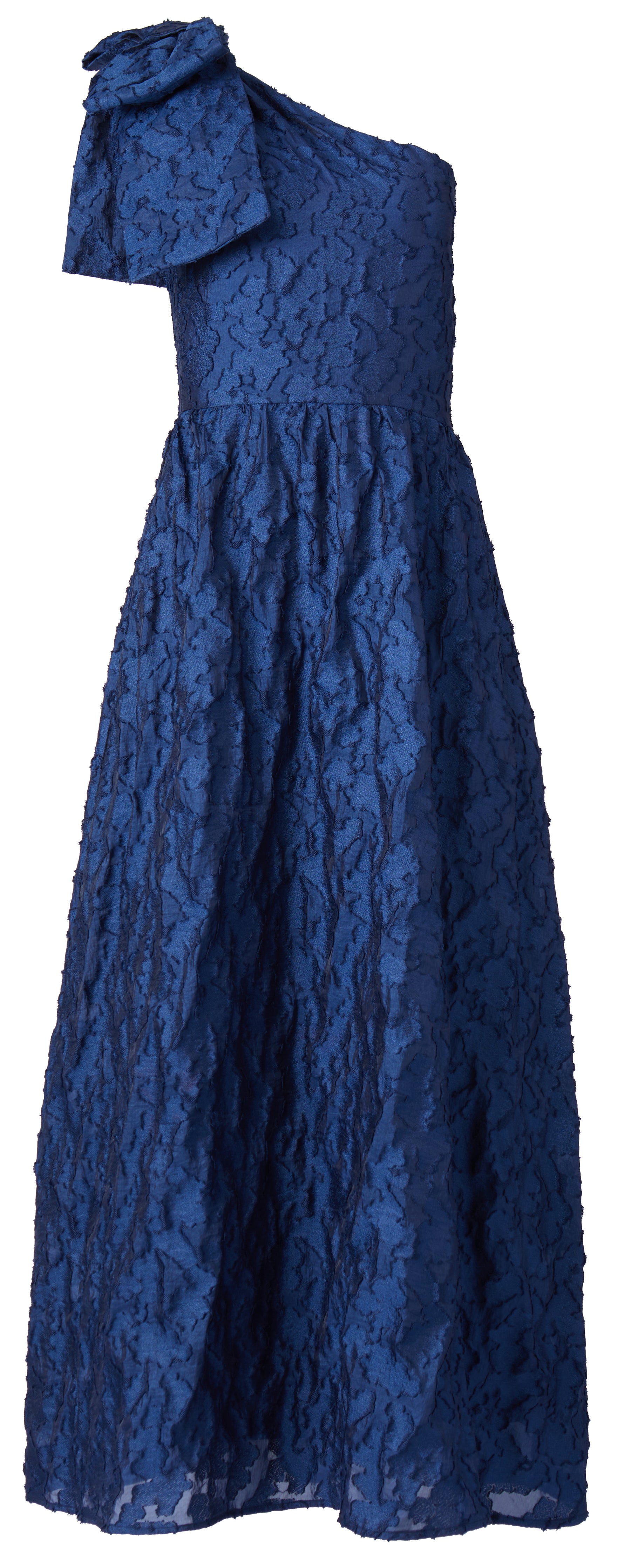 Navy Organza Embroidered Crop-Top Dress With Shruge Stlye Dupatta And Palazzo