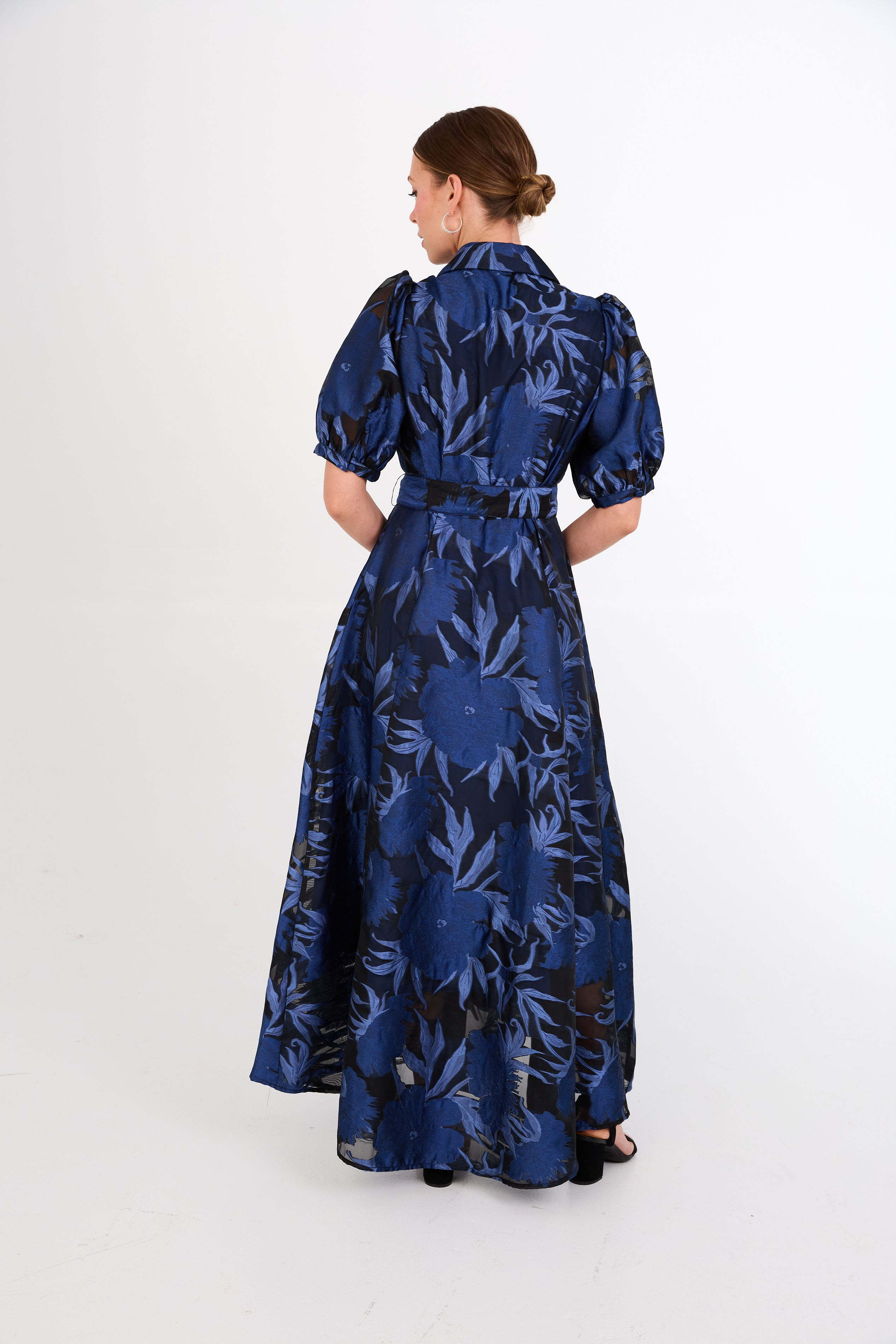 Charlotte Gown Royal Blue Pansy Vine Organza