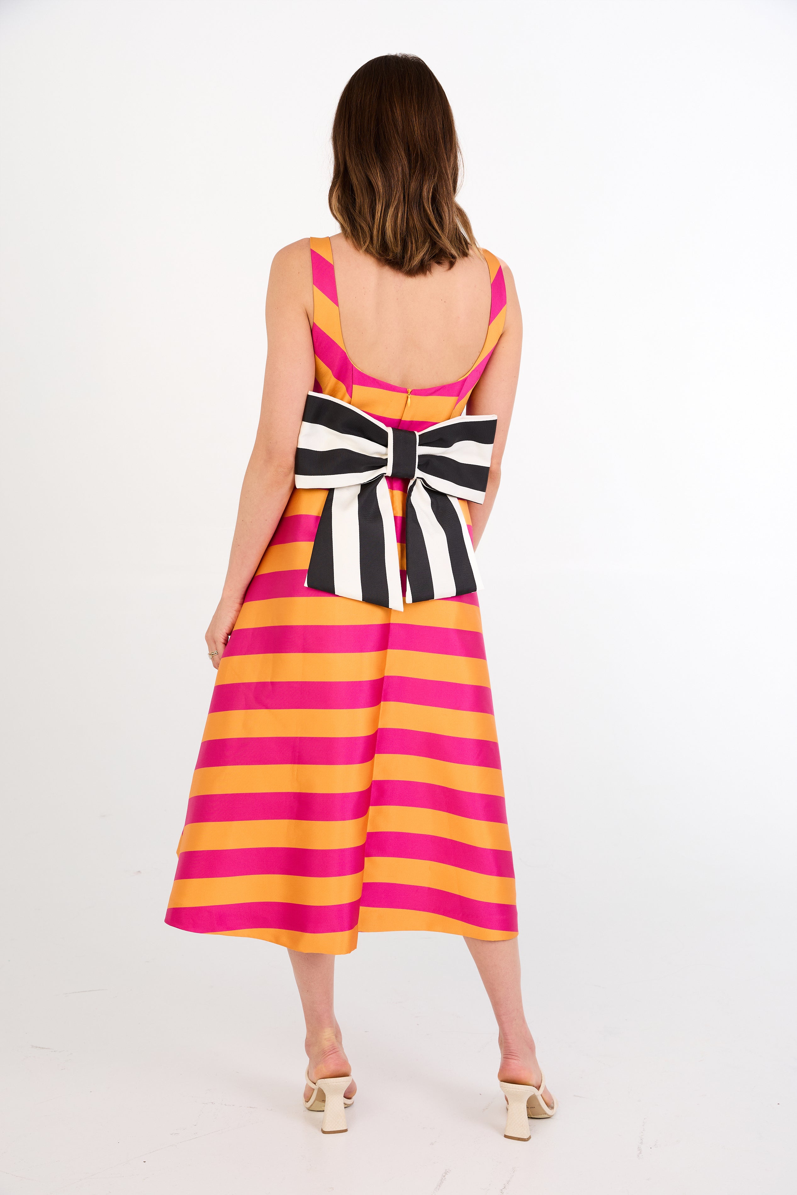 Victoria Dress Magenta Stripe Mikado