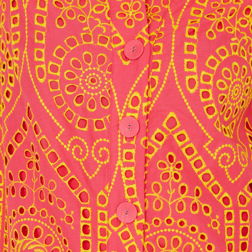 Sadie Maxi Dress Coral and Yellow Eyelet