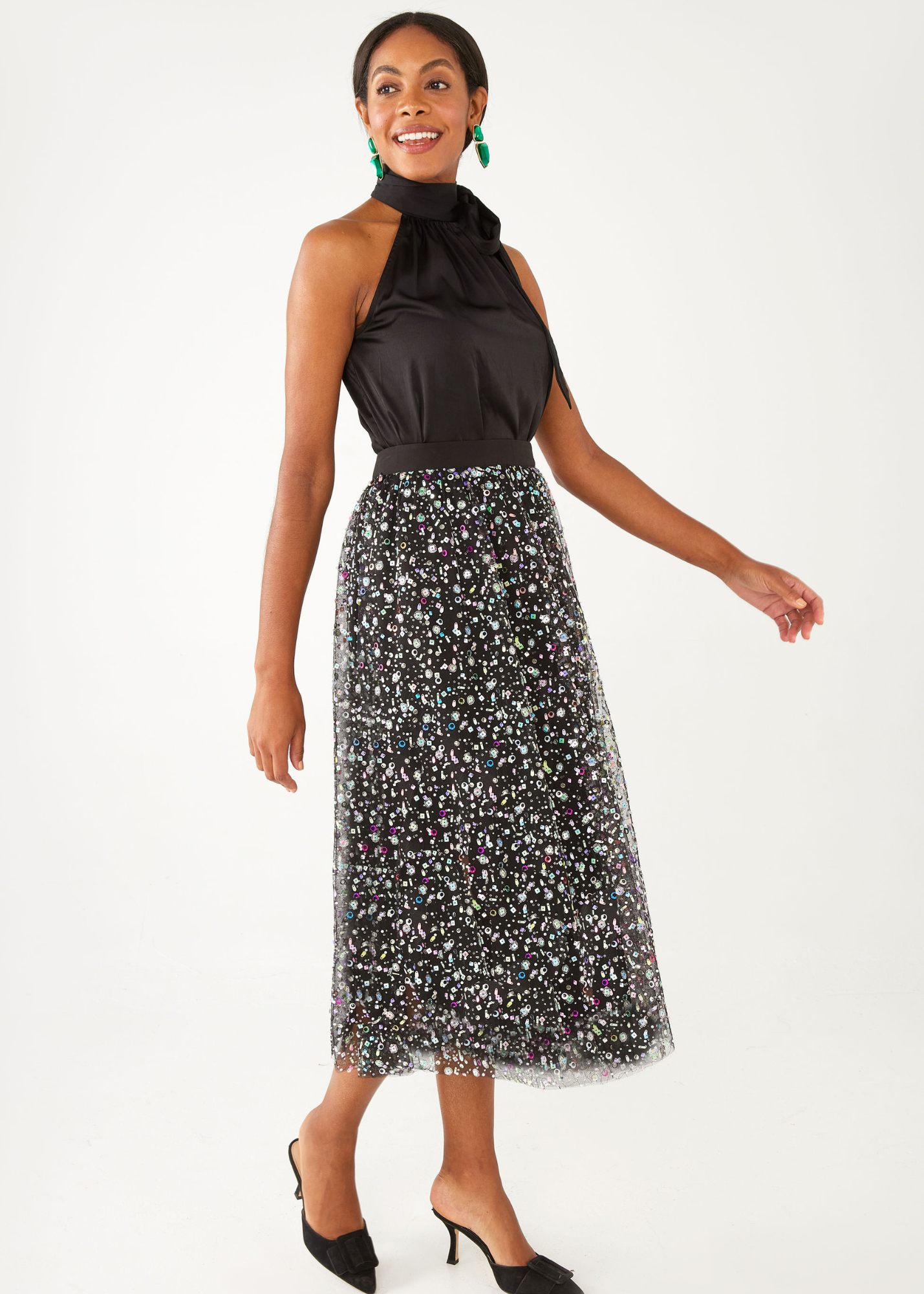 Eden Skirt Black Multi Beaded Tulle