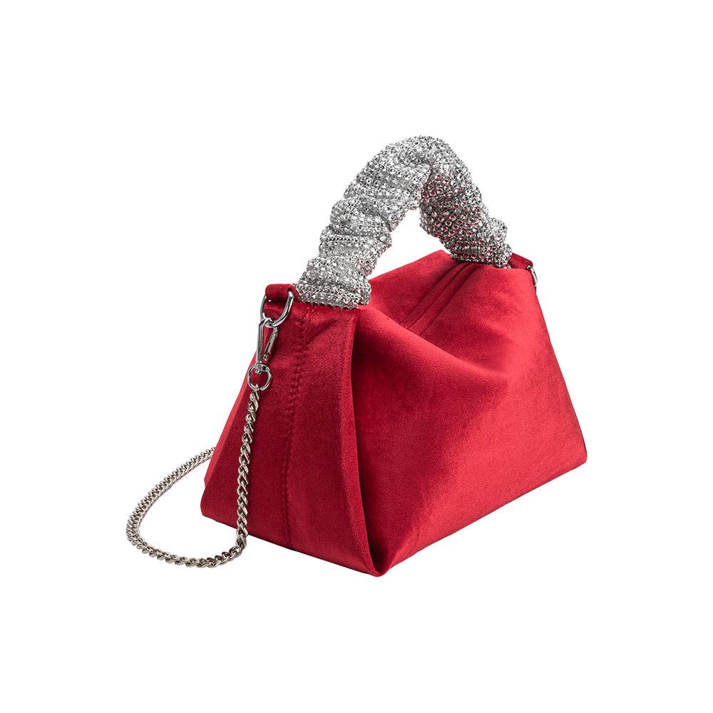 Estela Red Velvet Top Handle Bag