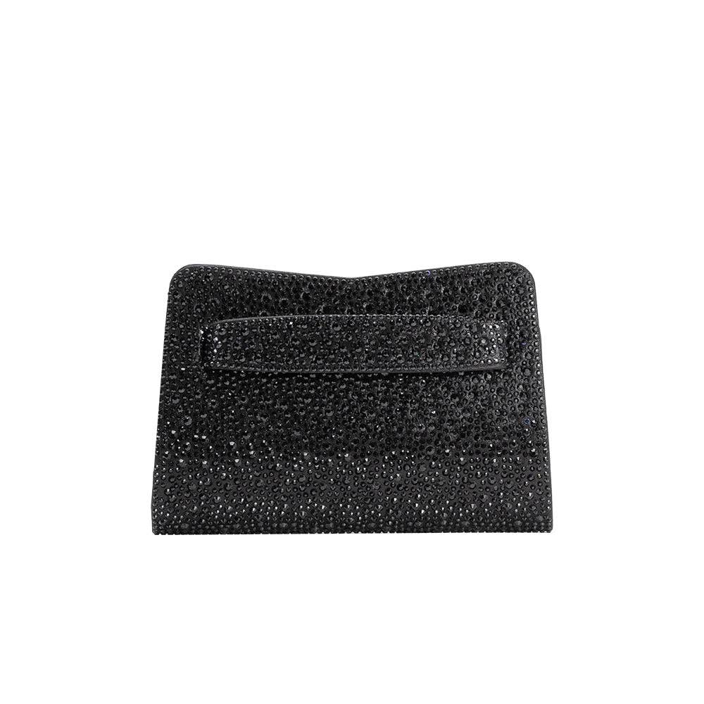 Maree Black Rhinestone Studded Clutch Bag