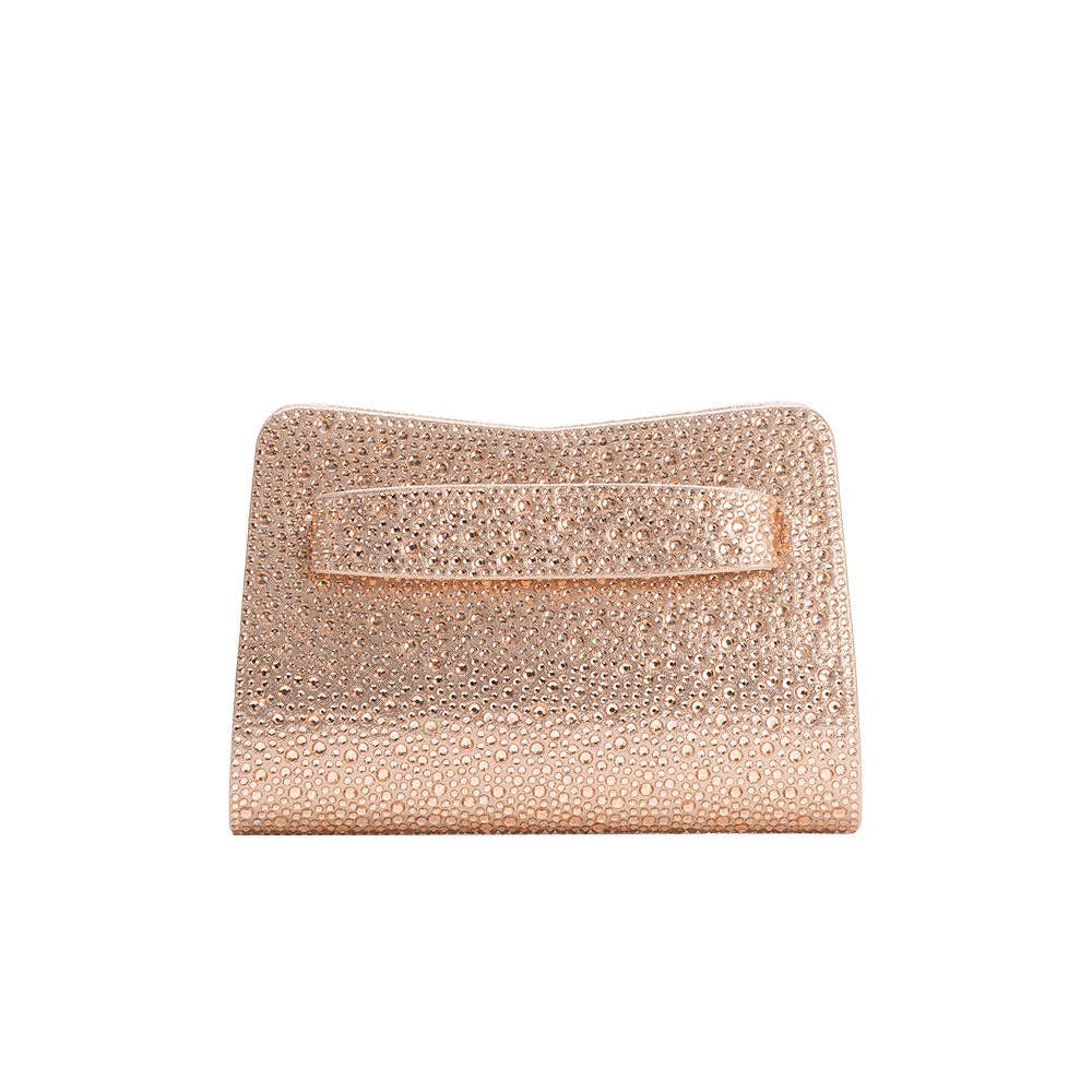 Maree Champagne Rhinestone Studded Clutch Bag