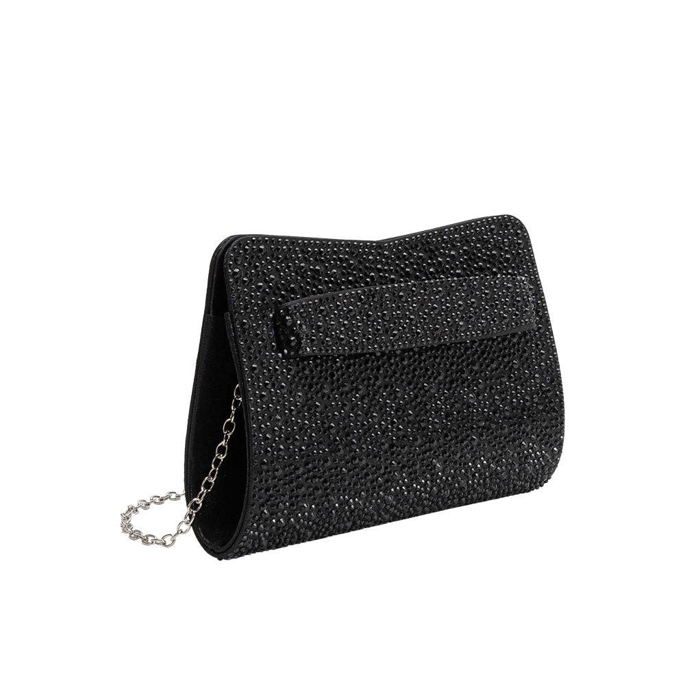 Maree Black Rhinestone Studded Clutch Bag