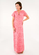 Heidi Caftan Gown Carnation 3-D Lace