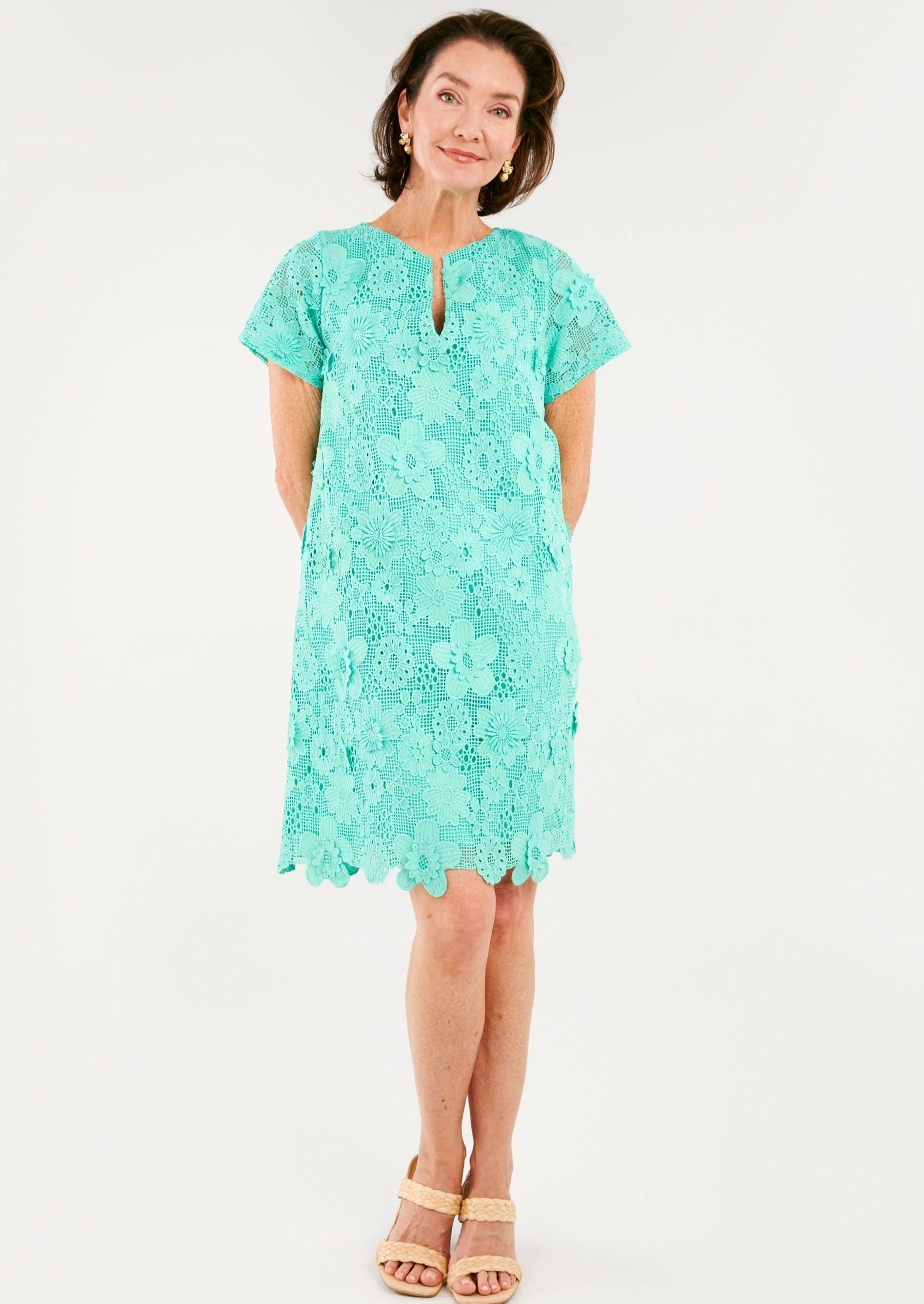 Lulu Dress Julep Green 3-D Lace