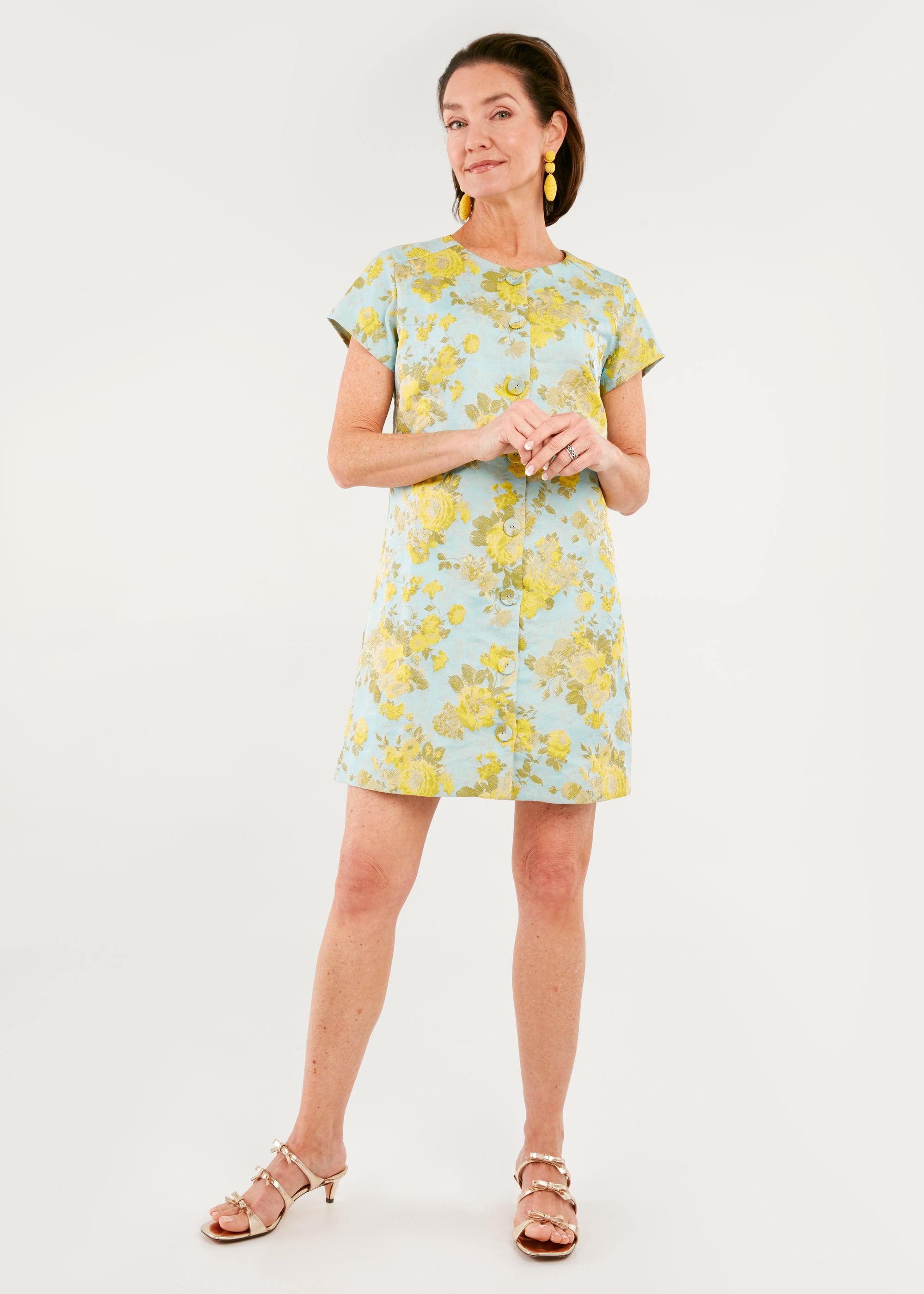 Short Sleeve Ellen Dress Rose Garden Jacquard