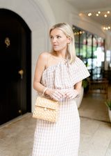 Sutton One-Shoulder Dress Gingham Taupe