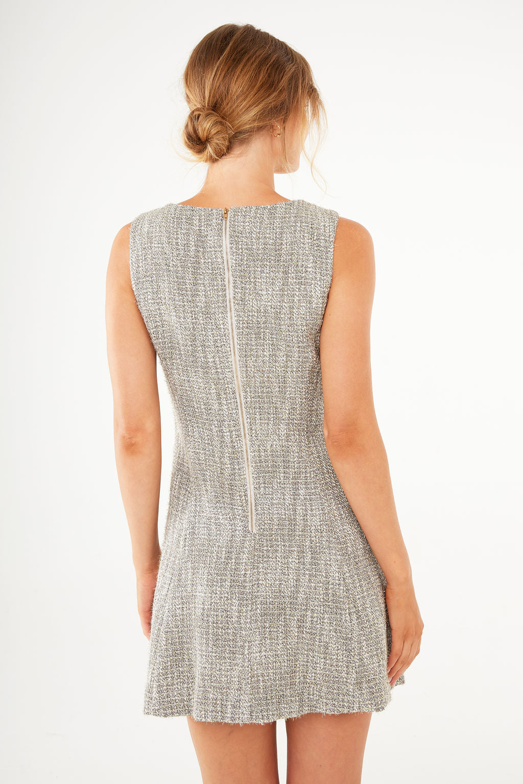 Avery Dress Silver Sparkle Tweed