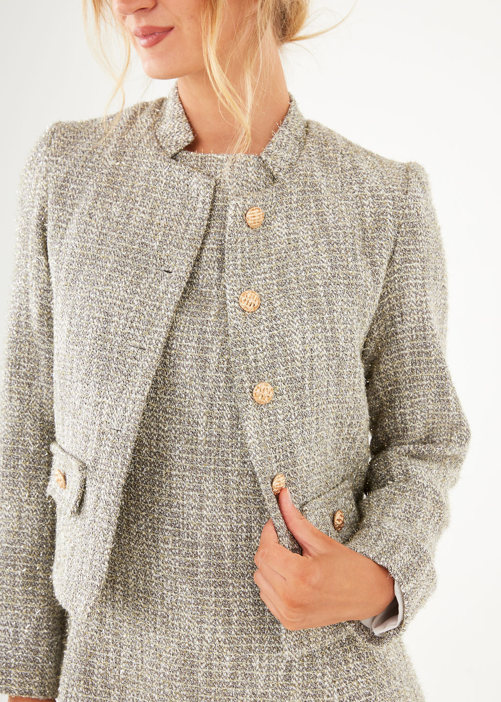 Onassis Jacket Silver Sparkle Tweed